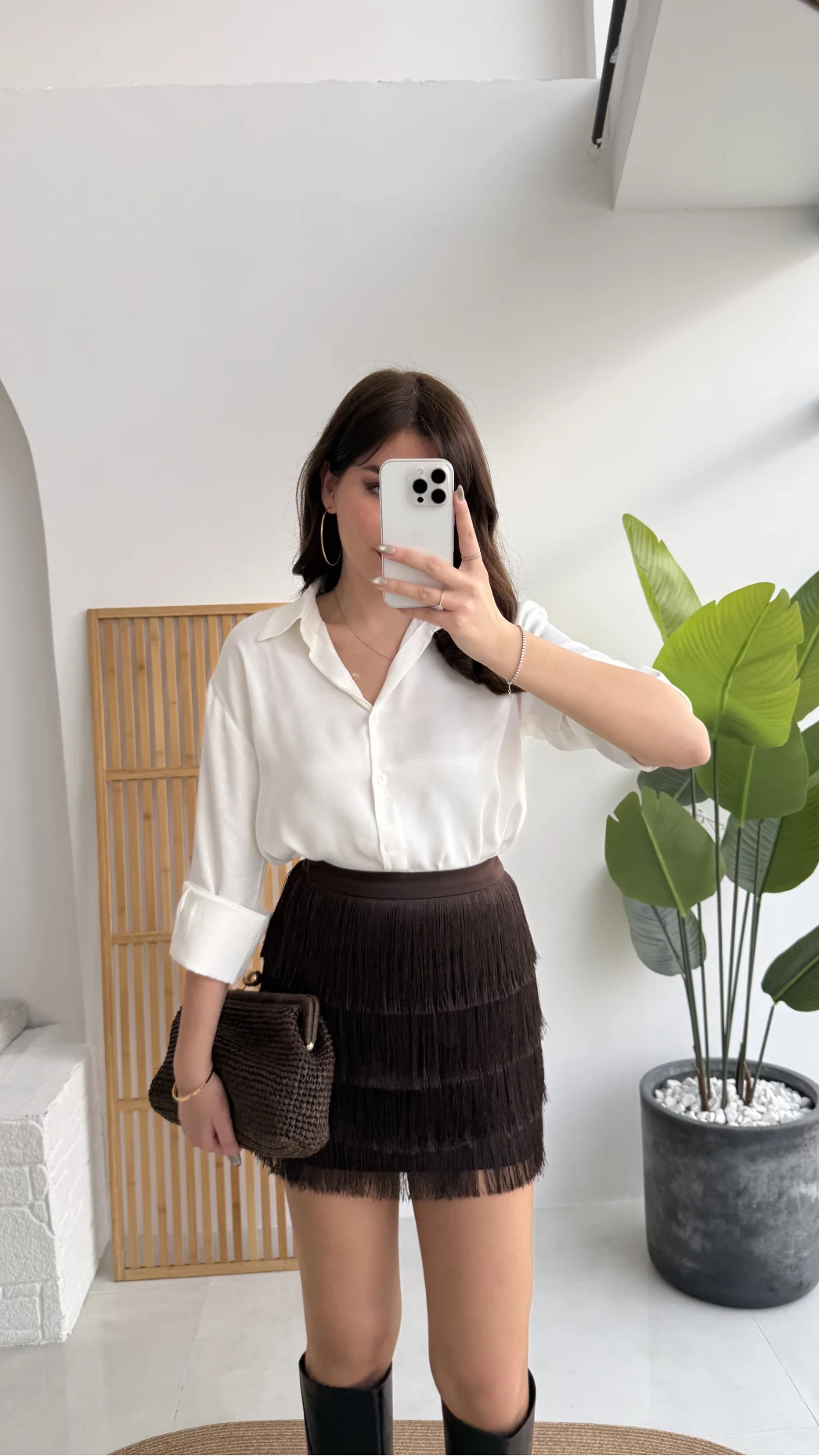 Louis Püsküllü Saten Etek - Acı Kahve - Kod: 3363