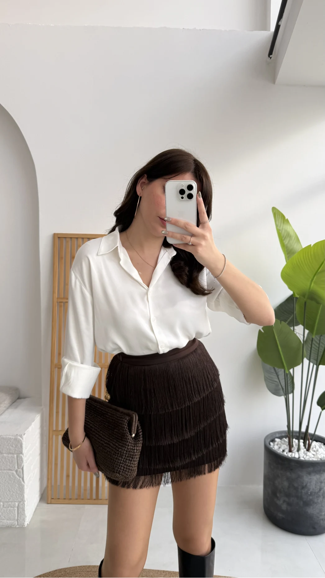 Louis Püsküllü Saten Etek - Acı Kahve - Kod: 3363