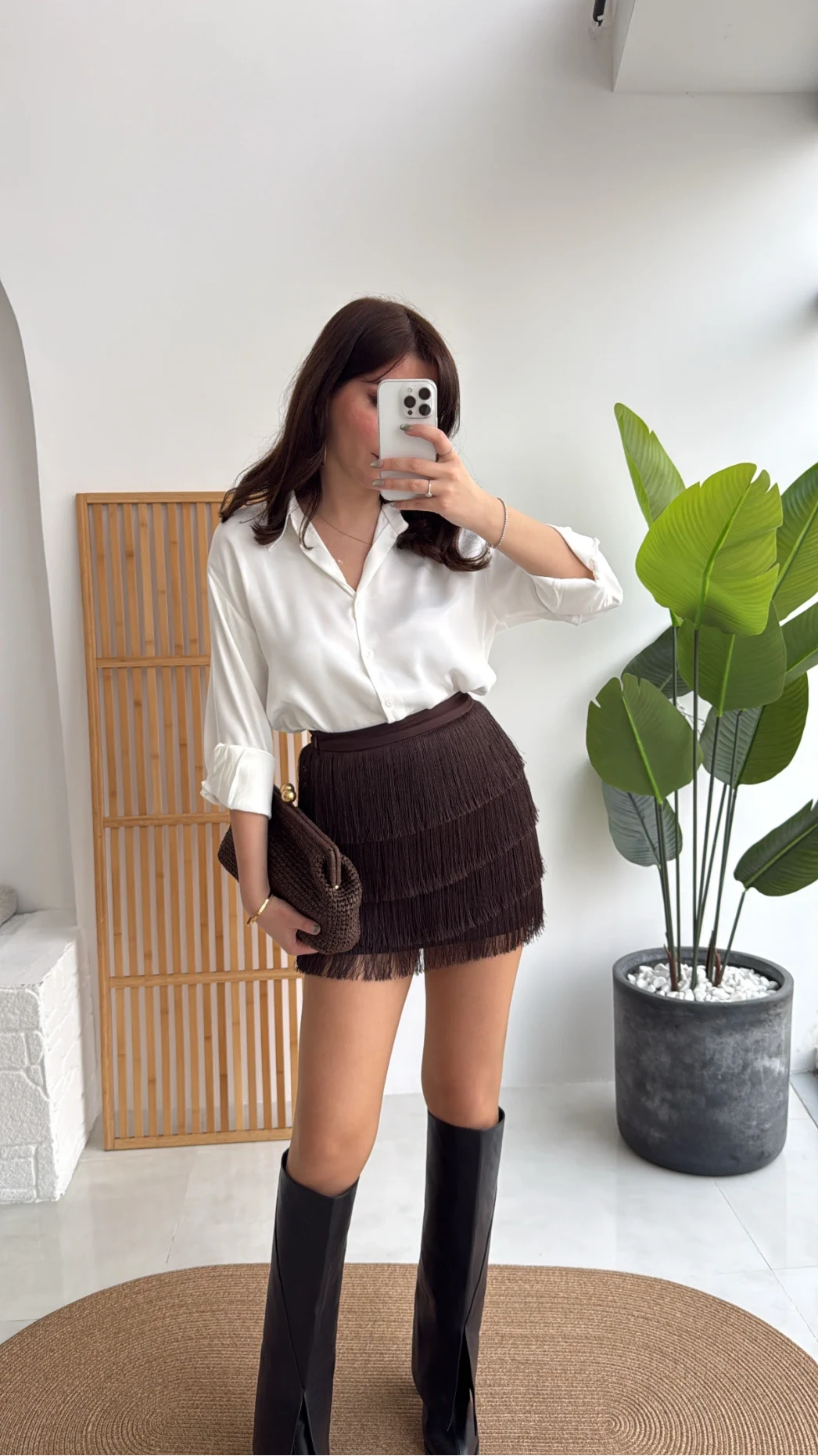 Louis Püsküllü Saten Etek - Acı Kahve - Kod: 3363