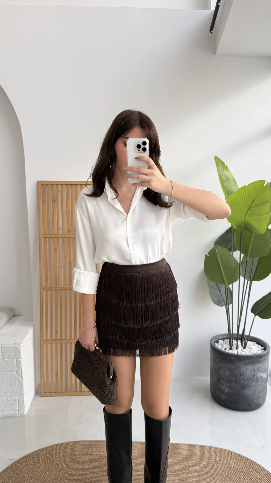 Louis Püsküllü Saten Etek - Acı Kahve - Kod: 3363