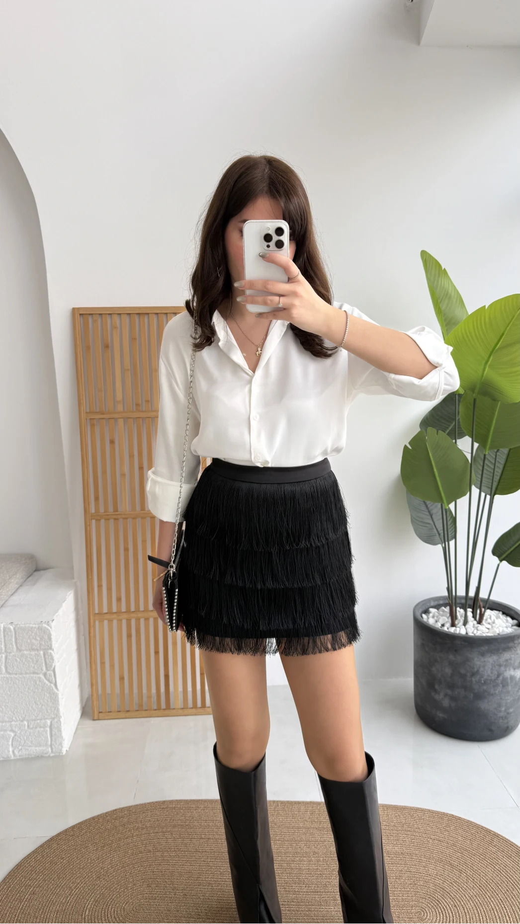 Louis Püsküllü Saten Etek - Siyah - Kod: 3363