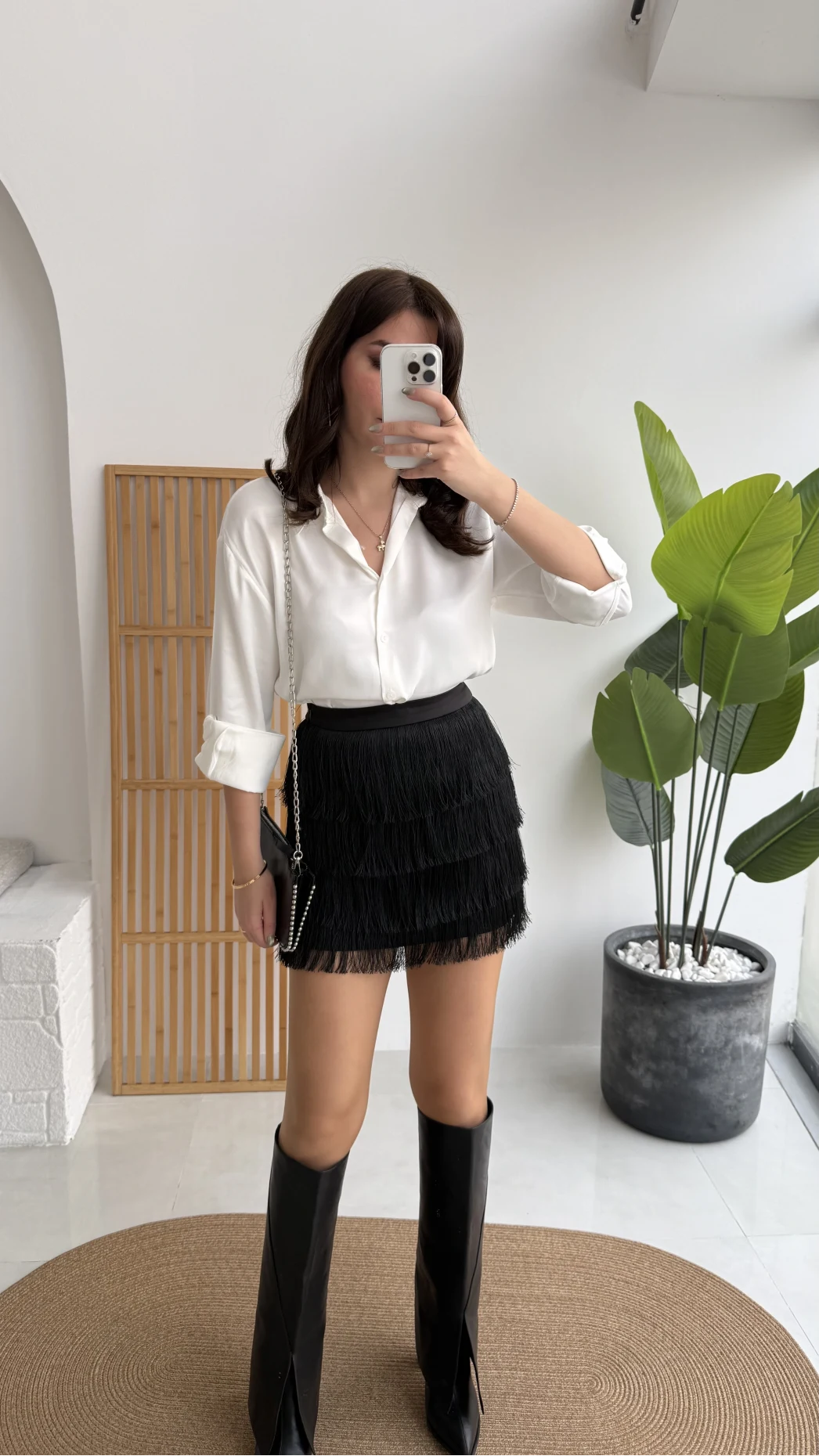 Louis Püsküllü Saten Etek - Siyah - Kod: 3363