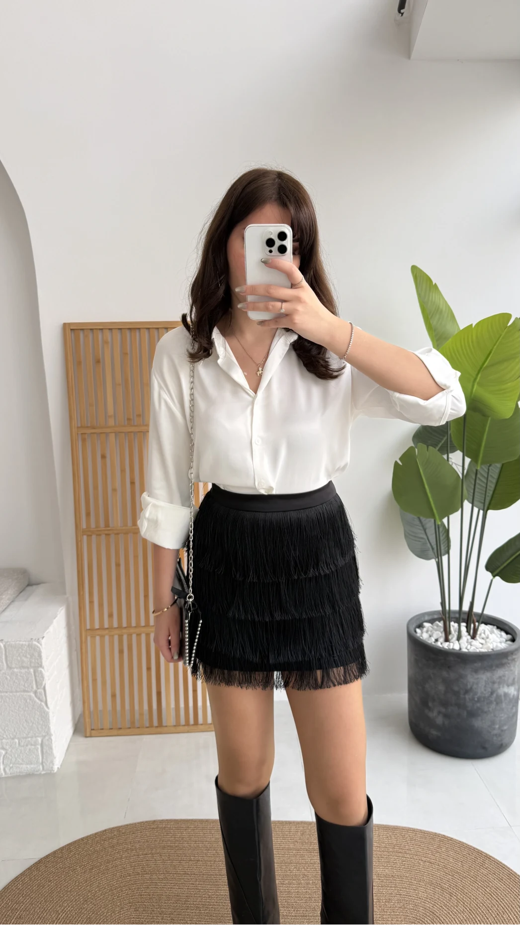 Louis Püsküllü Saten Etek - Siyah - Kod: 3363