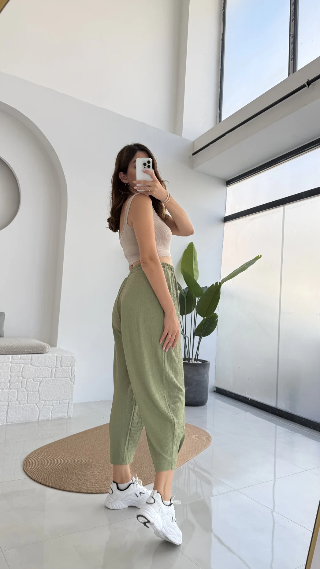 Lowa Bürümcük Şalvar Pantolon - Çağla Yeşili - 4022