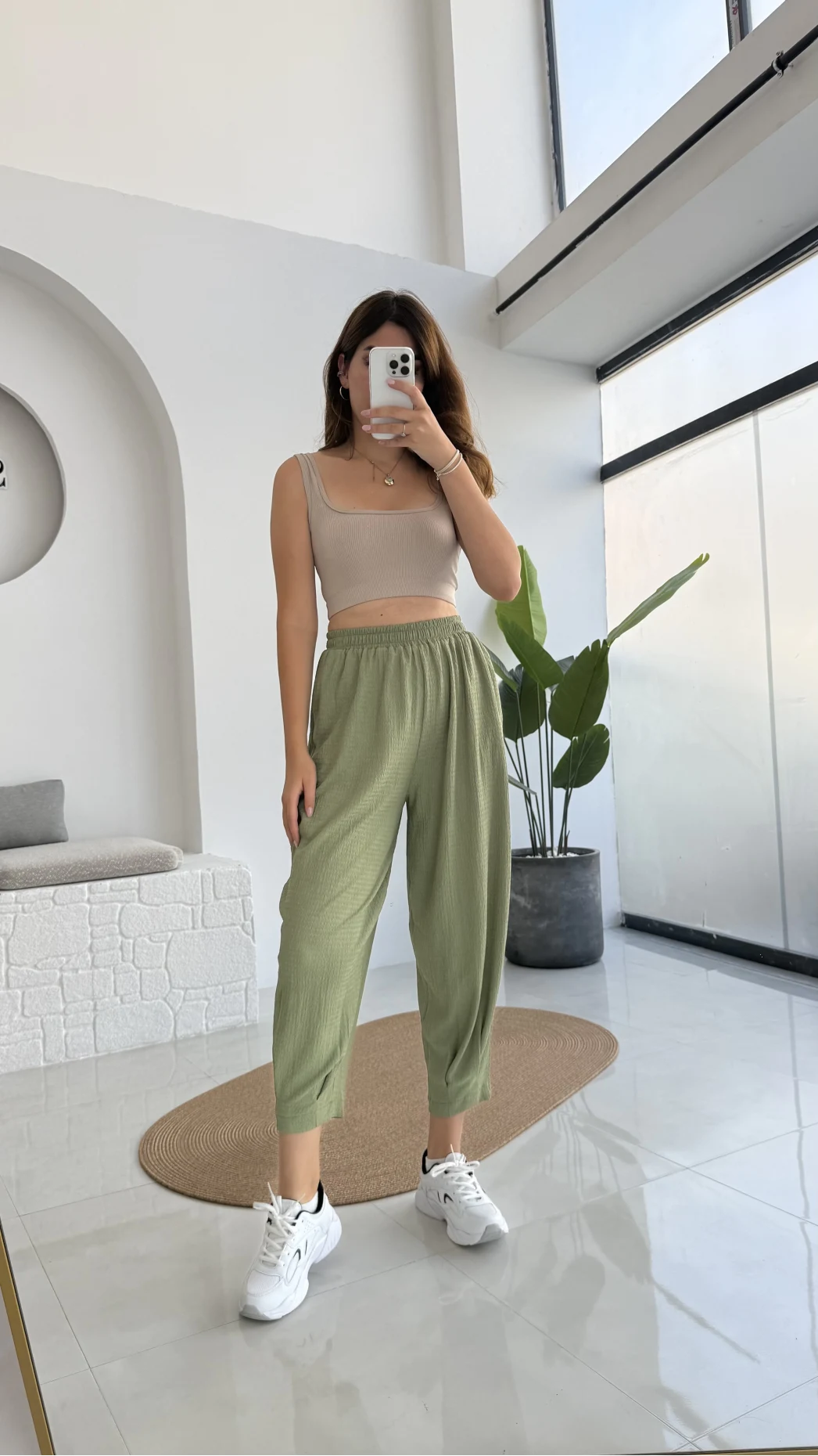 Lowa Bürümcük Şalvar Pantolon - Çağla Yeşili - 4022