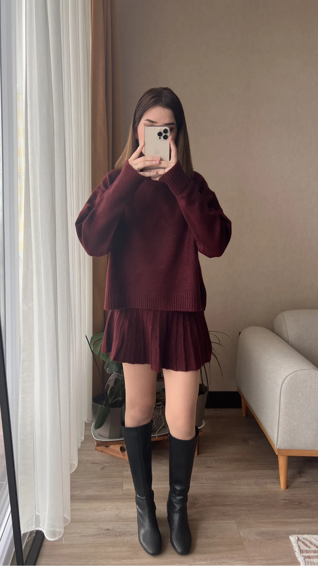 Lowe Bordo Triko Kazak Etek Takım