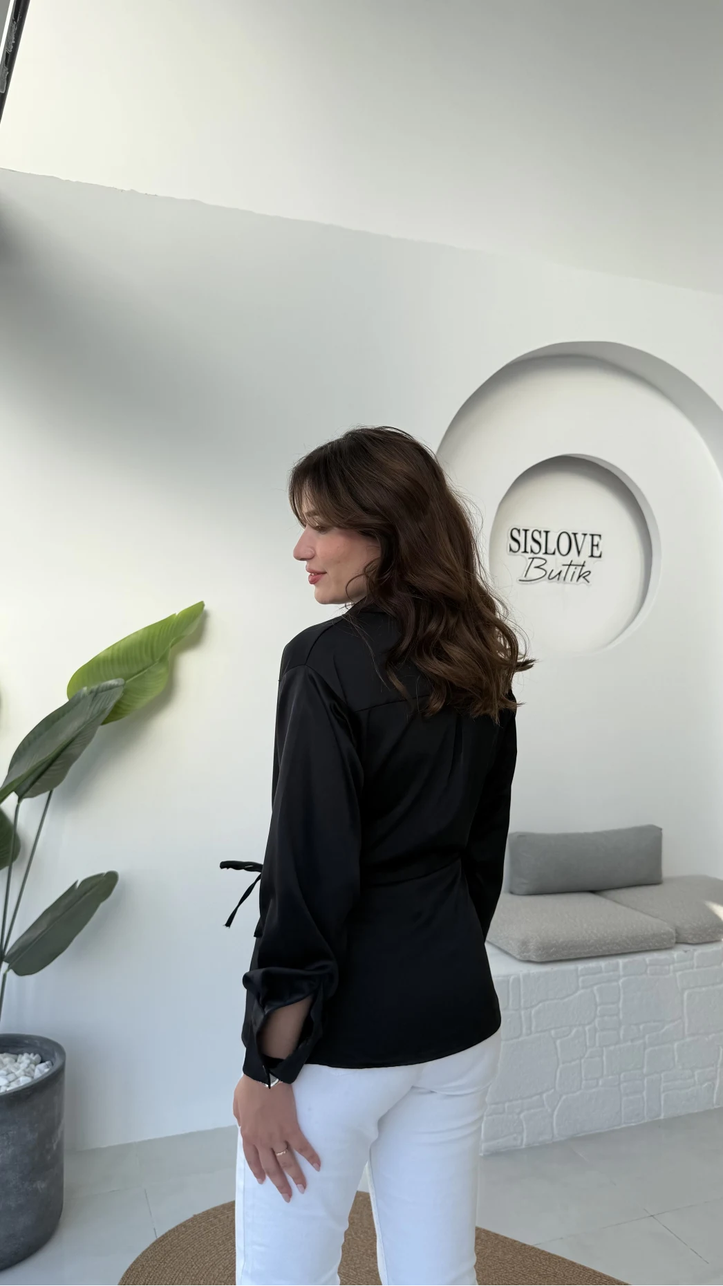 Lucy Saten Gömlek - Siyah - Kod: 2133