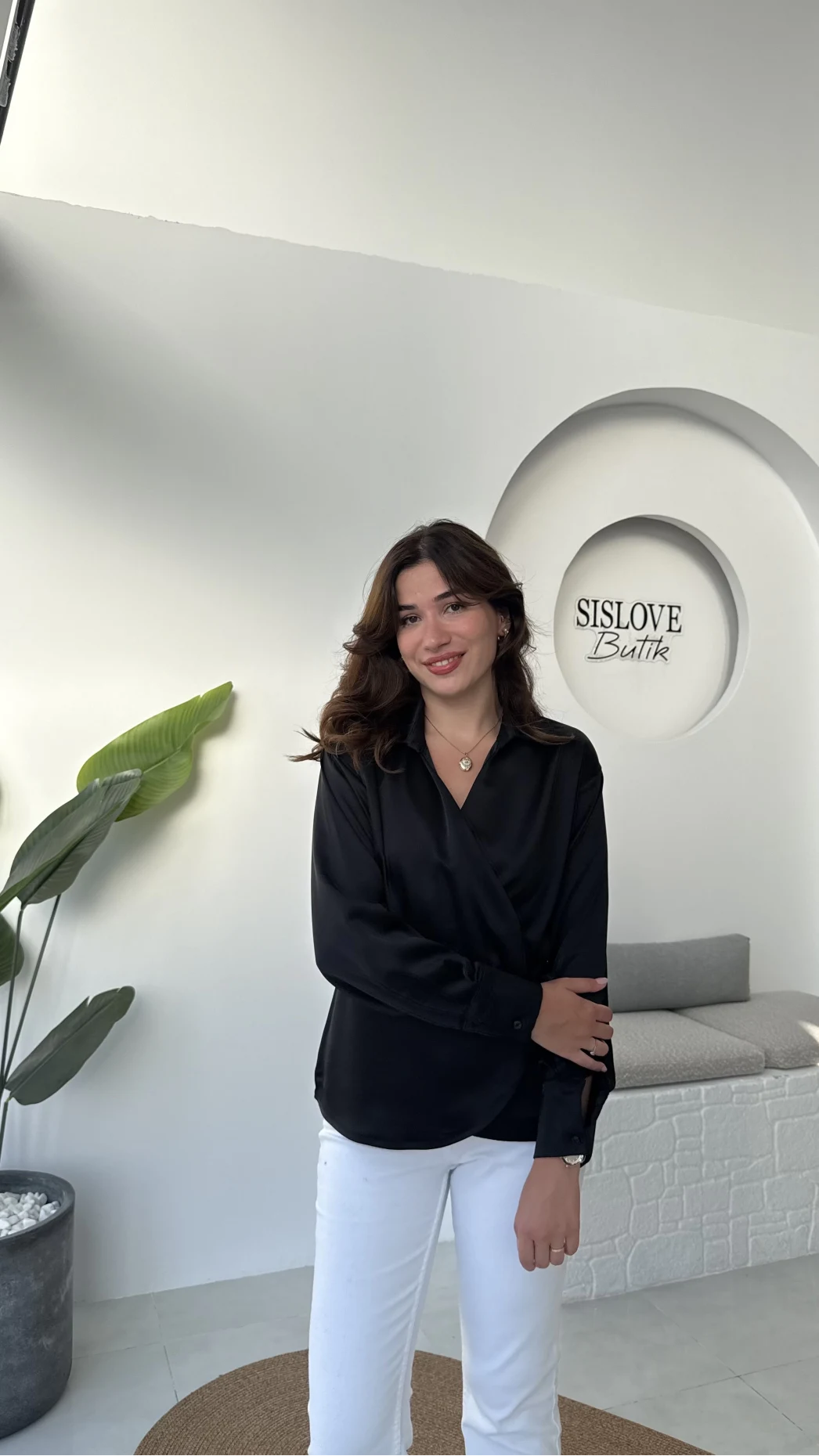 Lucy Saten Gömlek - Siyah - Kod: 2133