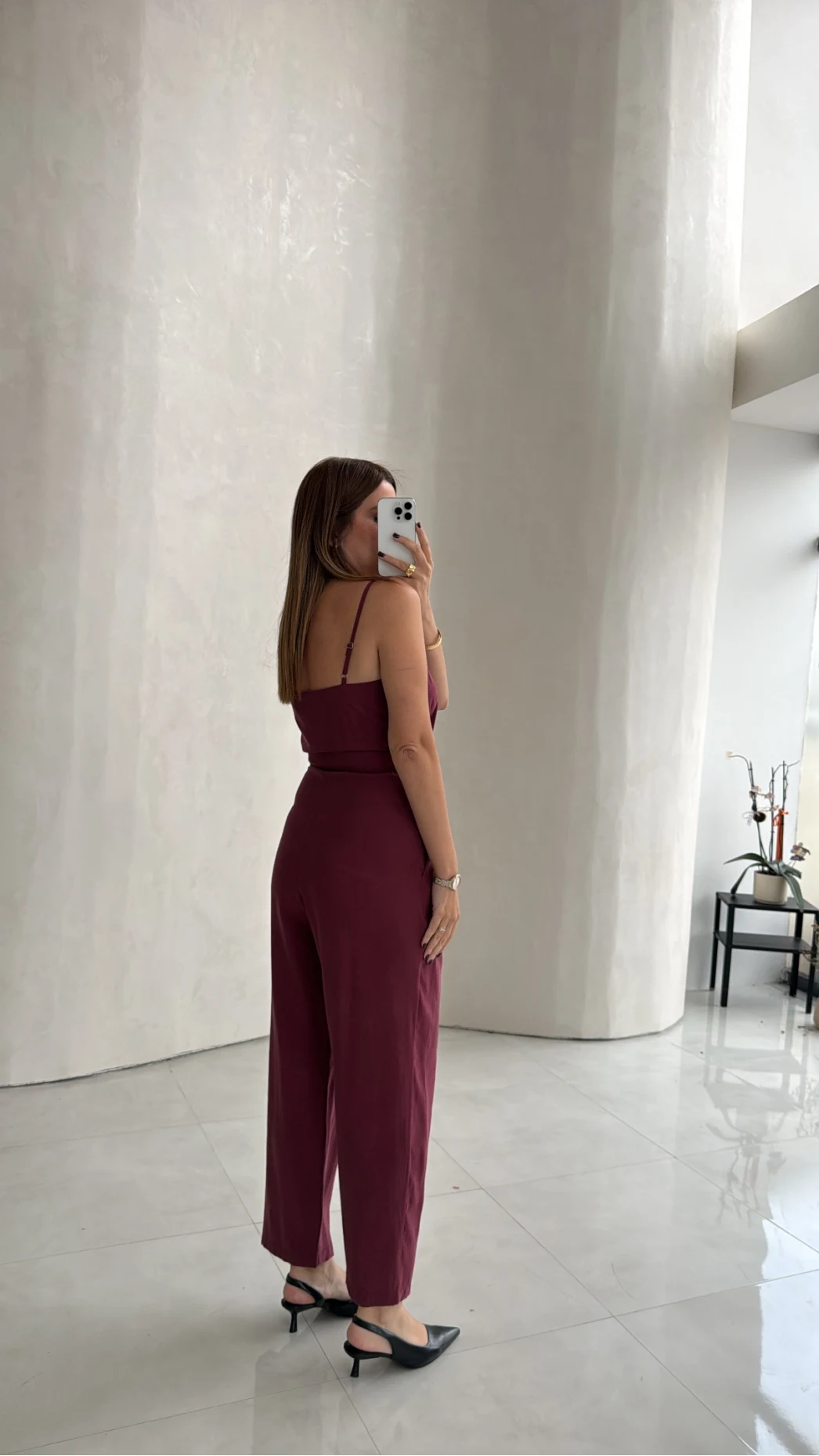 Luena Beli Lastikli Askılı Tulum - Bordo - Kod: 580976