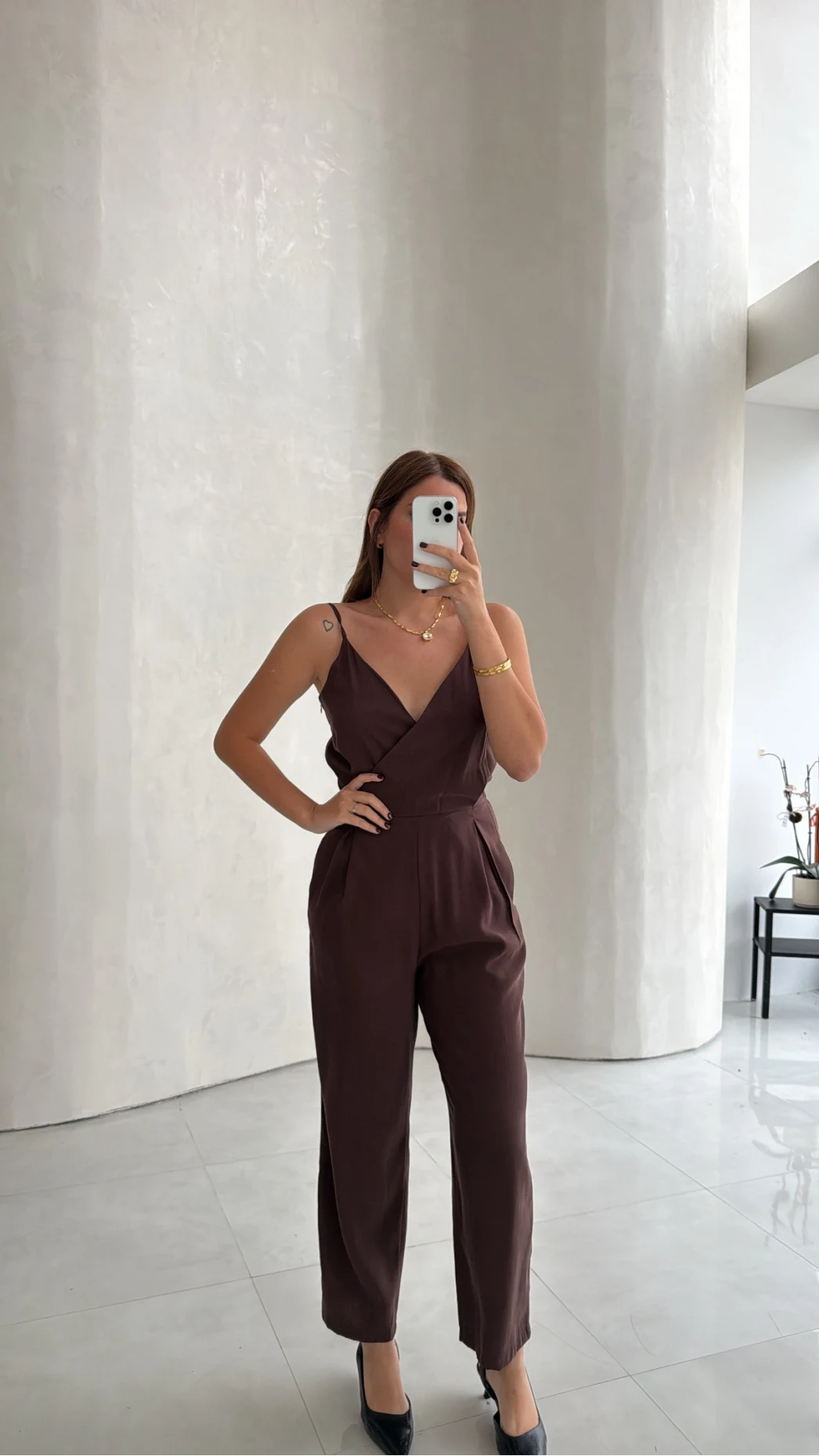 Luena Beli Lastikli Askılı Tulum - Kahve - Kod: 580976