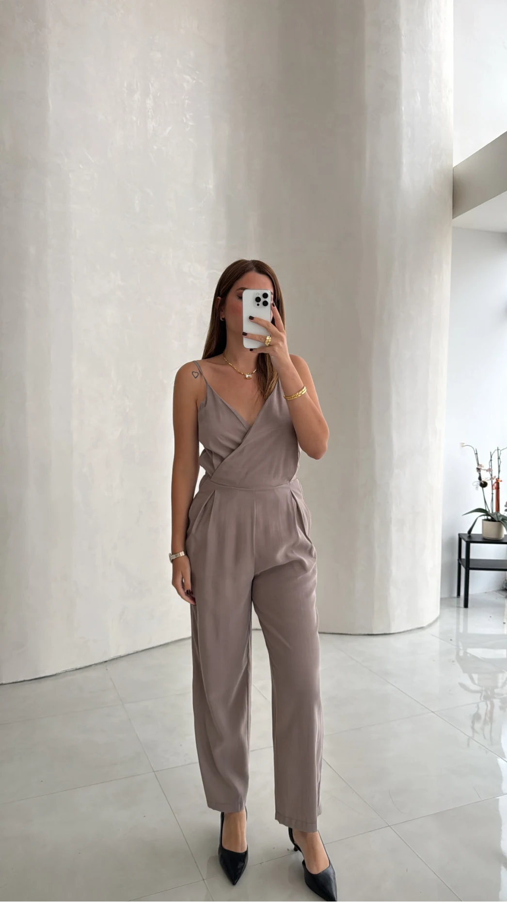 Luena Beli Lastikli Askılı Tulum - Vizon - Kod: 580976