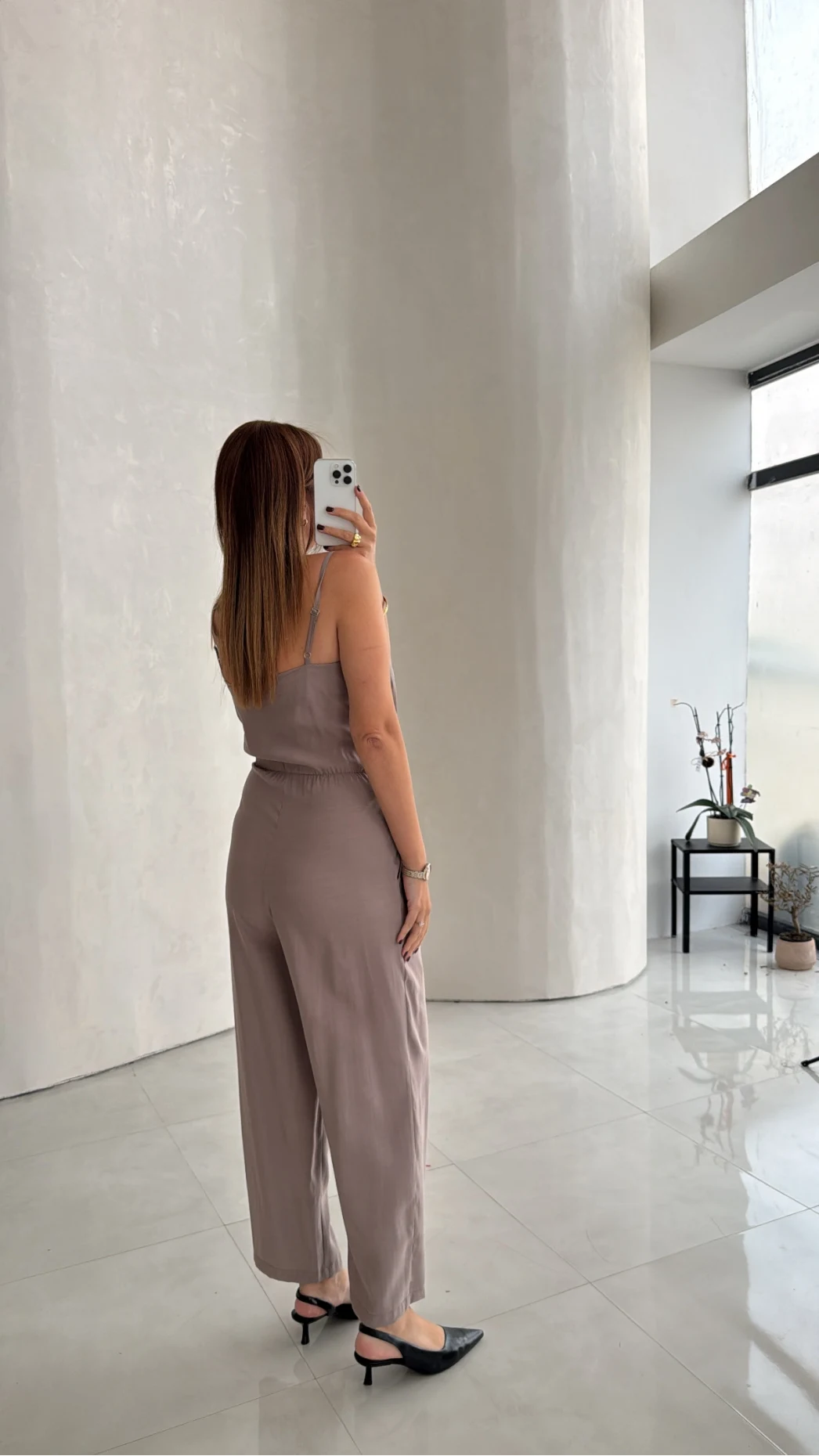 Luena Beli Lastikli Askılı Tulum - Vizon - Kod: 580976