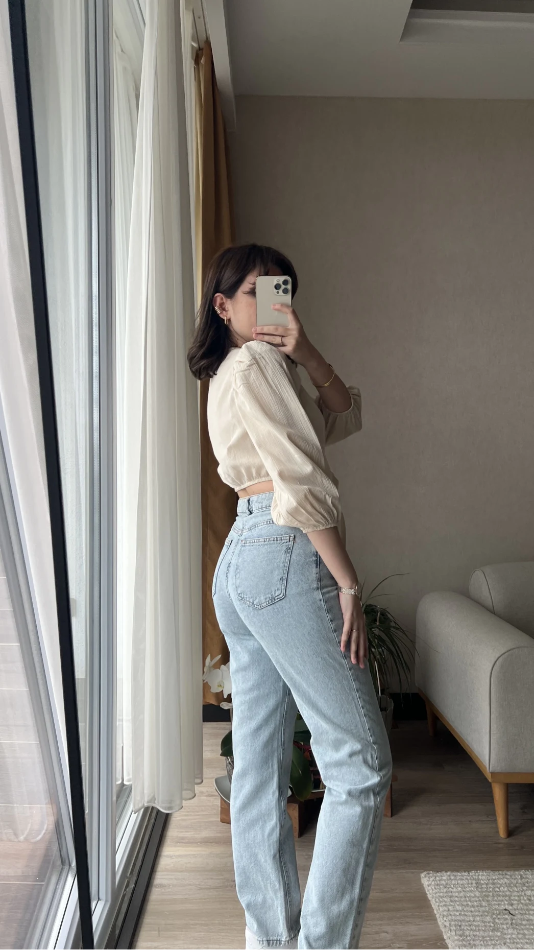 Luna Krem Önü Düğmeli Gömlek