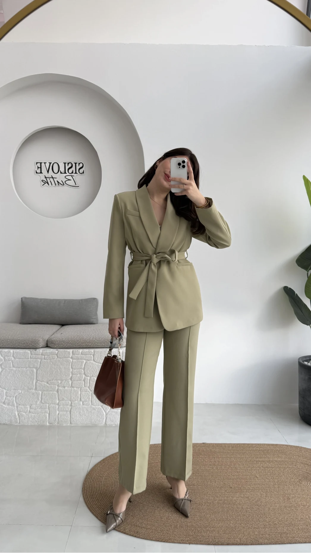 Lynell Önden Bağlamalı Ceket Pantolon Takım - Mint - Kod: 8065