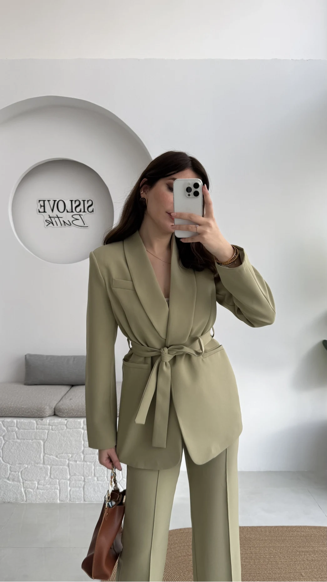 Lynell Önden Bağlamalı Ceket Pantolon Takım - Mint - Kod: 8065