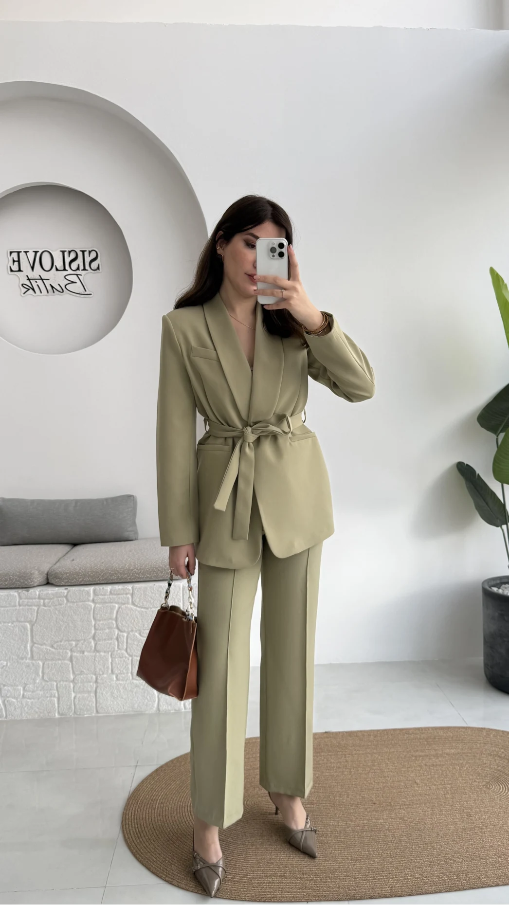 Lynell Önden Bağlamalı Ceket Pantolon Takım - Mint - Kod: 8065