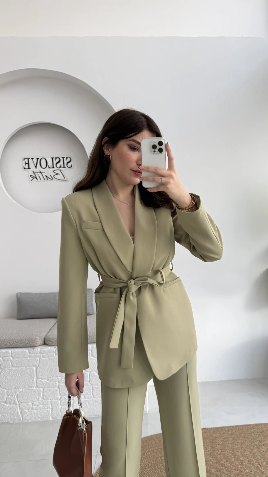 Lynell Önden Bağlamalı Ceket Pantolon Takım - Mint - Kod: 8065