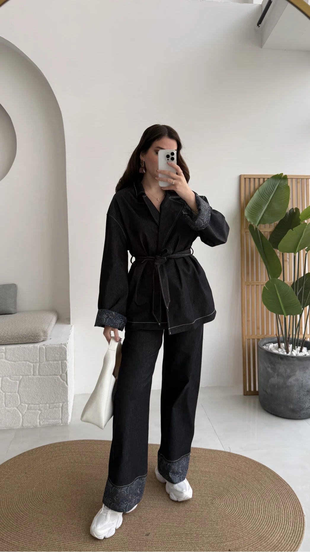 Maeve Kol Detay Kuşaklı Takım - Denim Mavisi - Kod: 8921