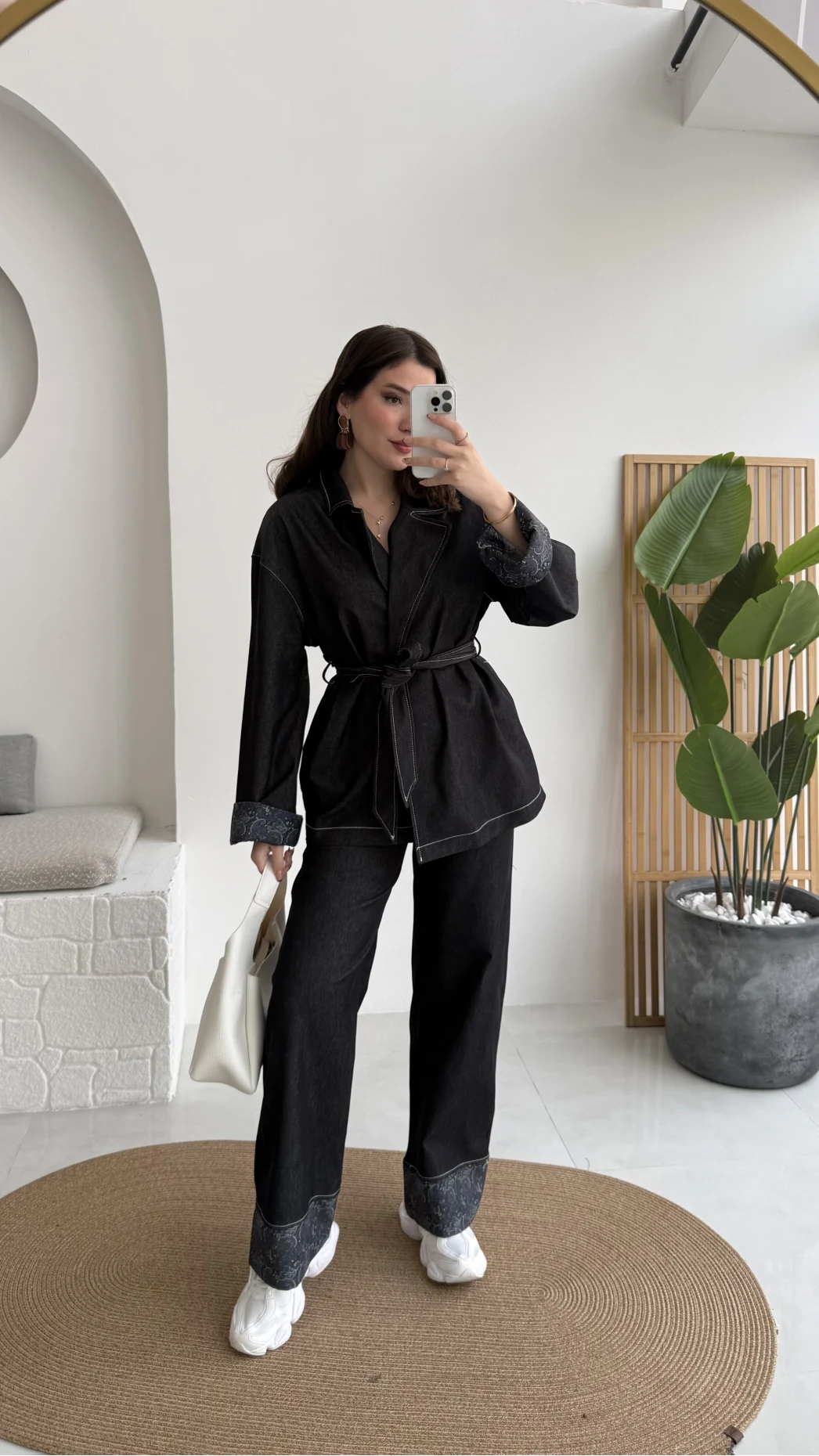 Maeve Kol Detay Kuşaklı Takım - Denim Mavisi - Kod: 8921