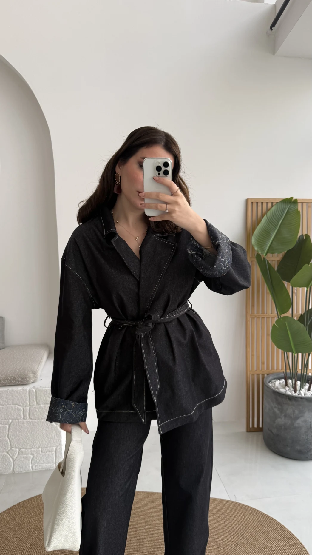 Maeve Kol Detay Kuşaklı Takım - Denim Mavisi - Kod: 8921