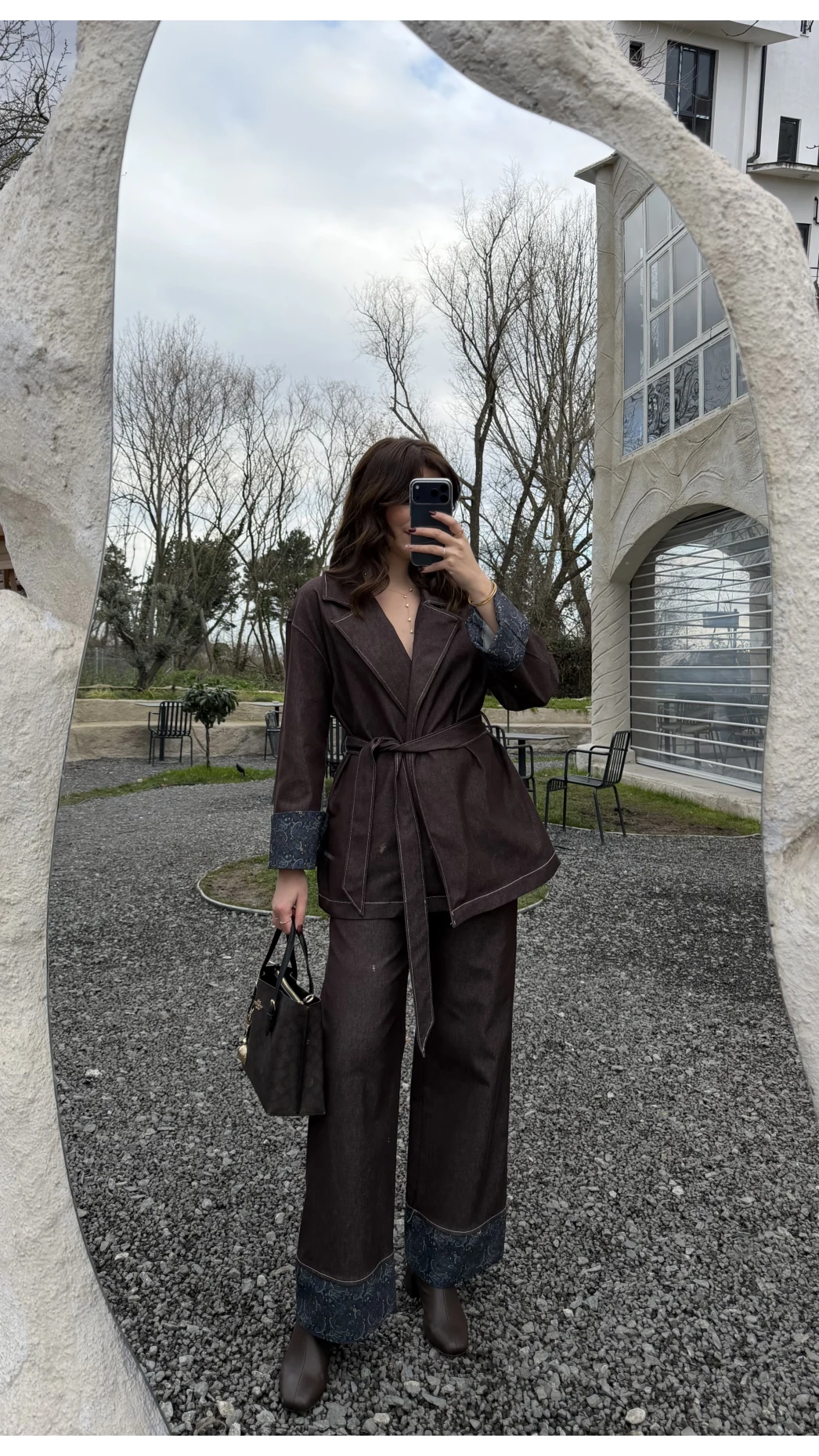 Maeve Kol Detay Kuşaklı Takım - Mürdüm - Kod: 8921