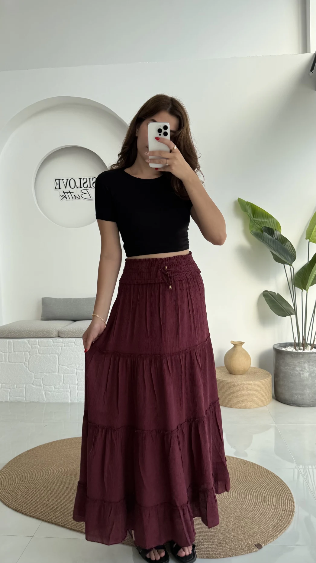 Magnolia Gipeli Parçalı Etek - Bordo - 3295