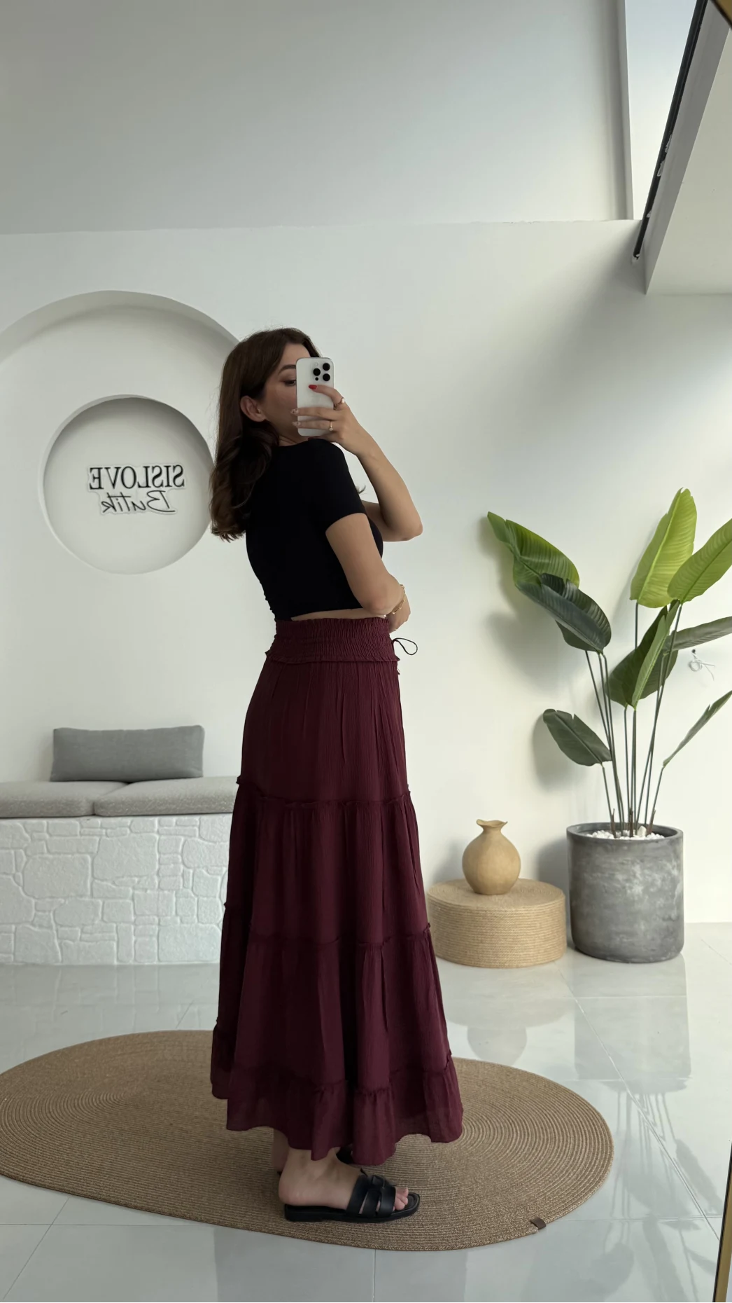 Magnolia Gipeli Parçalı Etek - Bordo - 3295