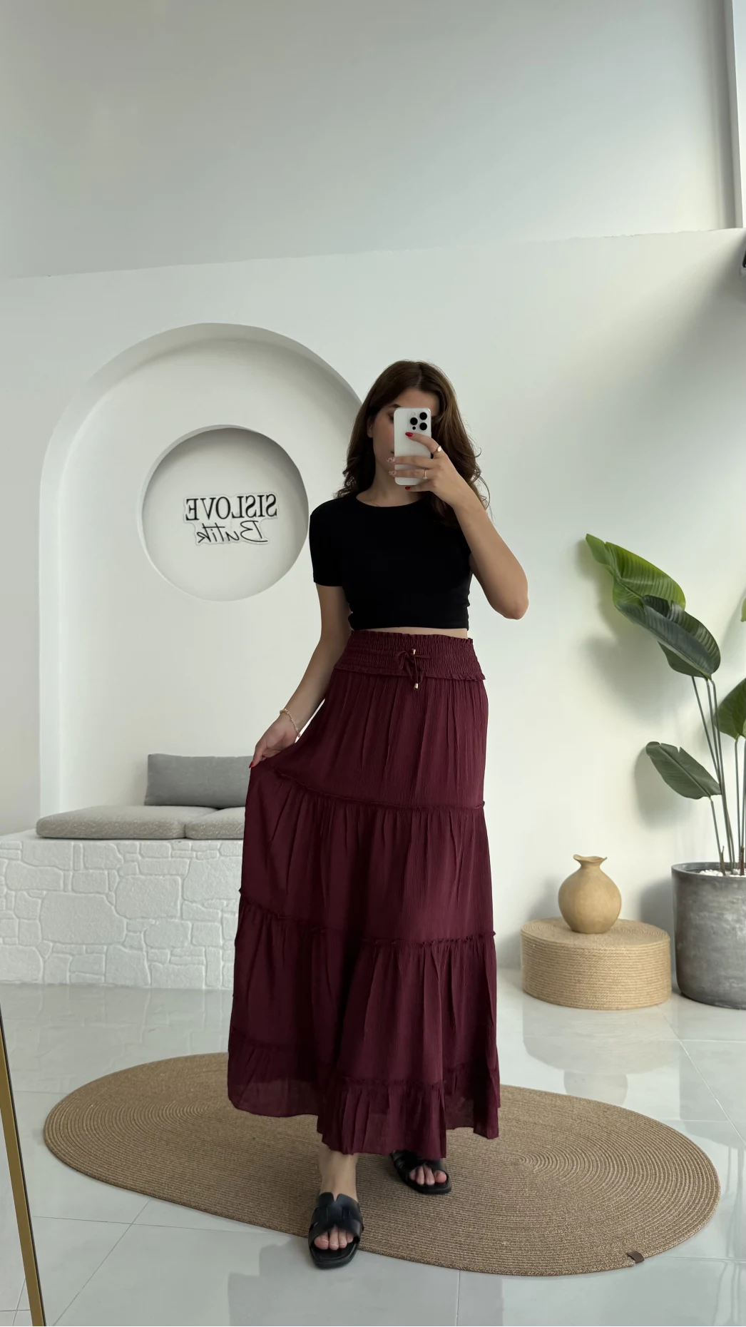 Magnolia Gipeli Parçalı Etek - Bordo - 3295