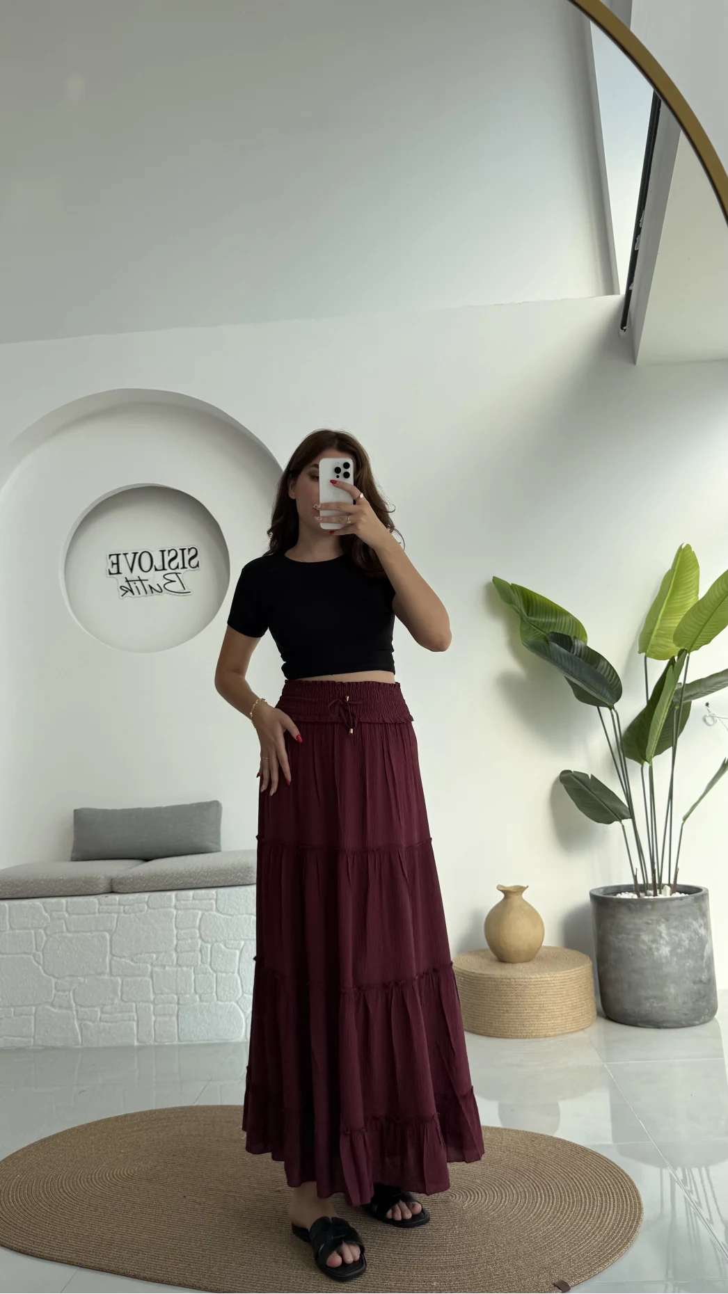 Magnolia Gipeli Parçalı Etek - Bordo - 3295