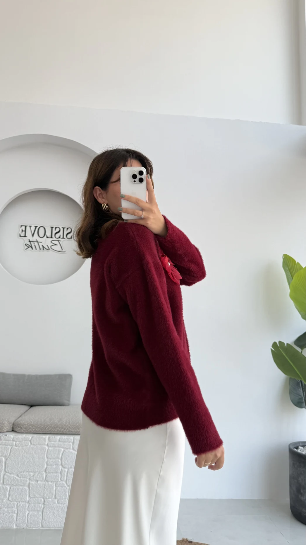 Mandy Çiçek Detay Hırka - Bordo - Kod: 25301