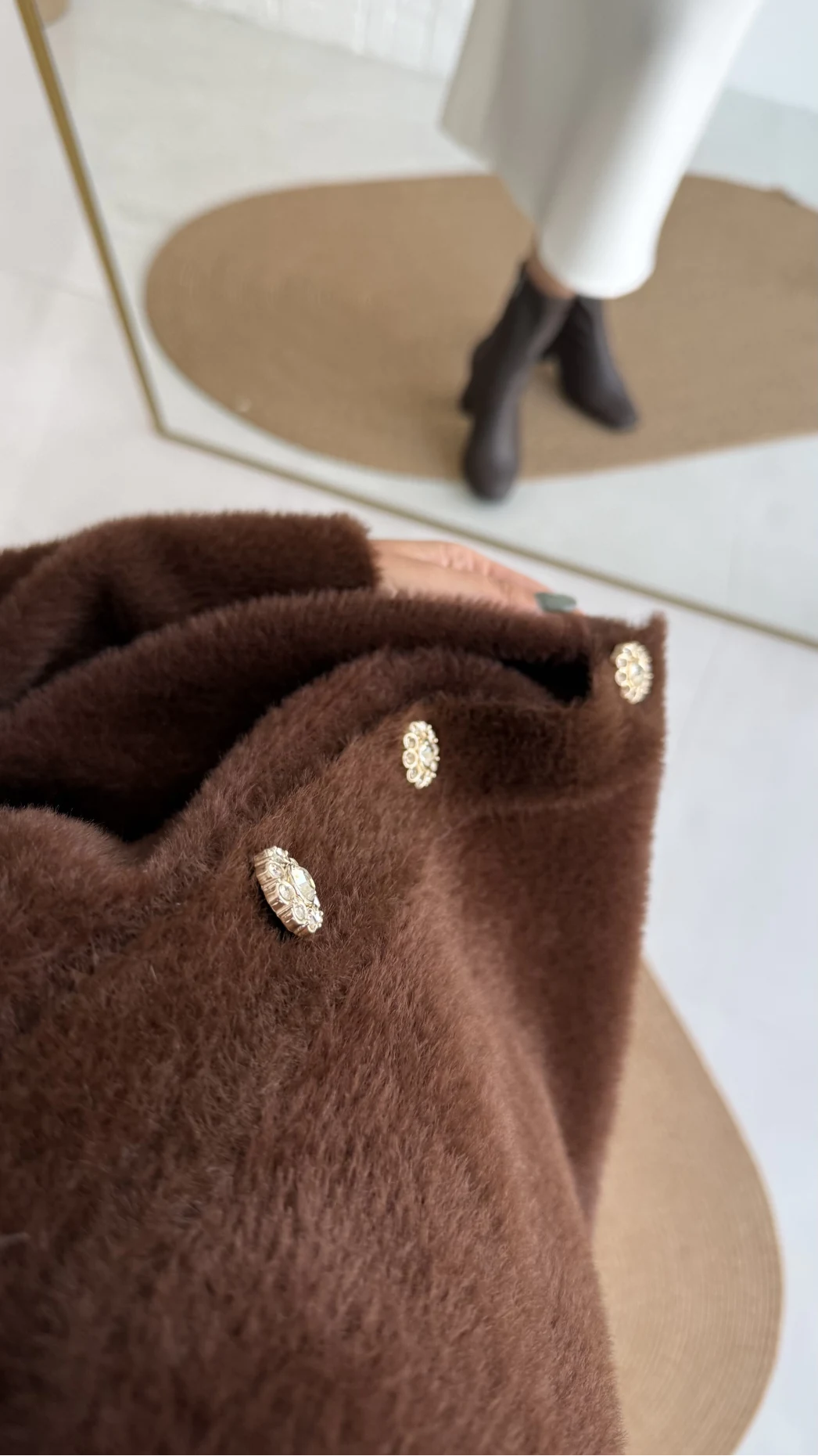 Mandy Çiçek Detay Hırka - Kahverengi - Kod: 25301