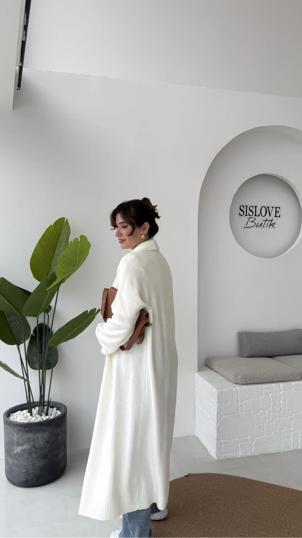 Manon Uzun Triko Hırka - Kırık Beyaz - Kod: 25504