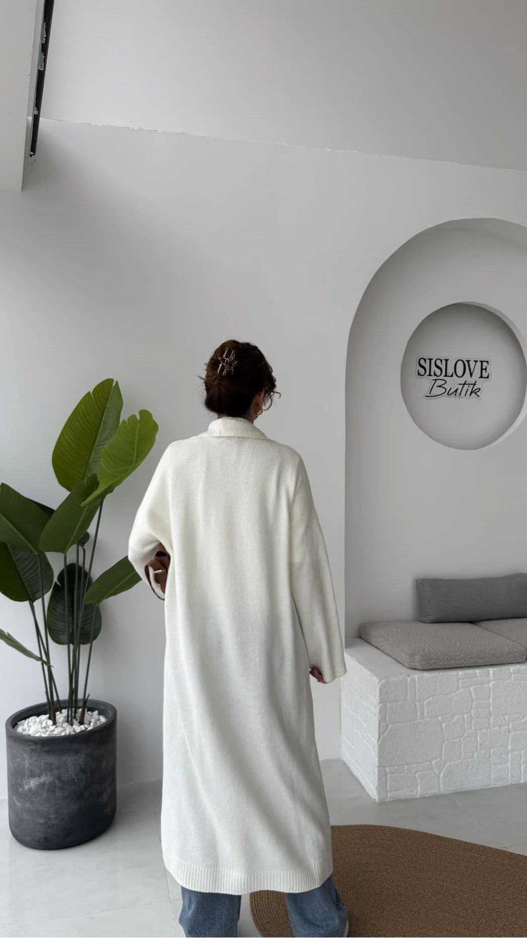 Manon Uzun Triko Hırka - Kırık Beyaz - Kod: 25504