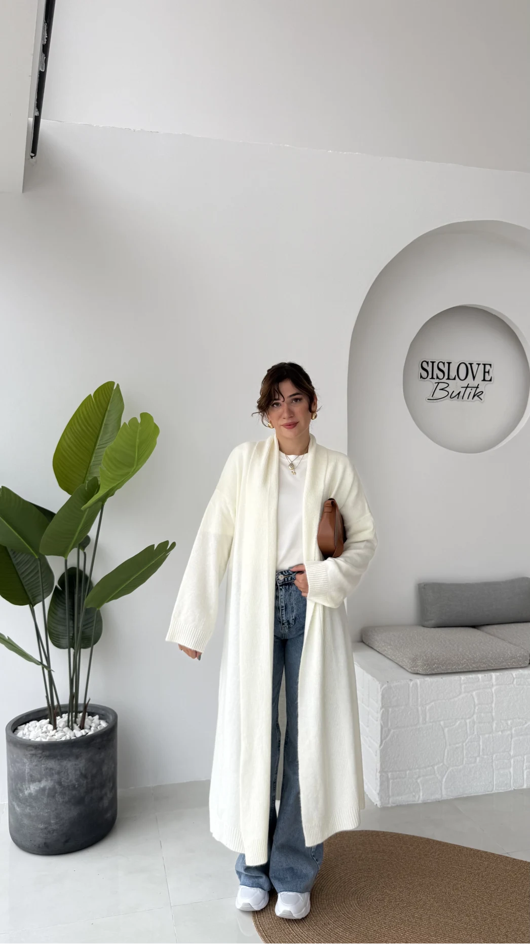 Manon Uzun Triko Hırka - Kırık Beyaz - Kod: 25504