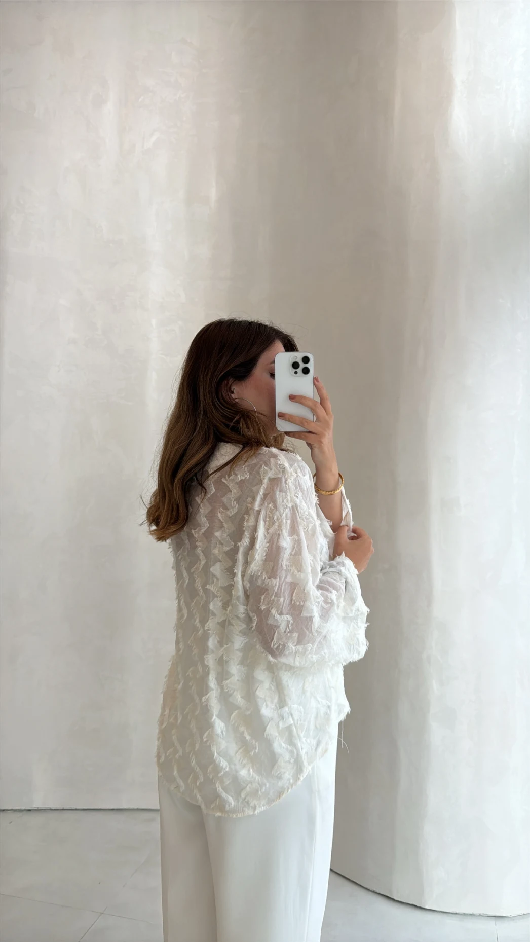 Maria Püskül Şeritli Kimono - Ekru - Kod: 7049