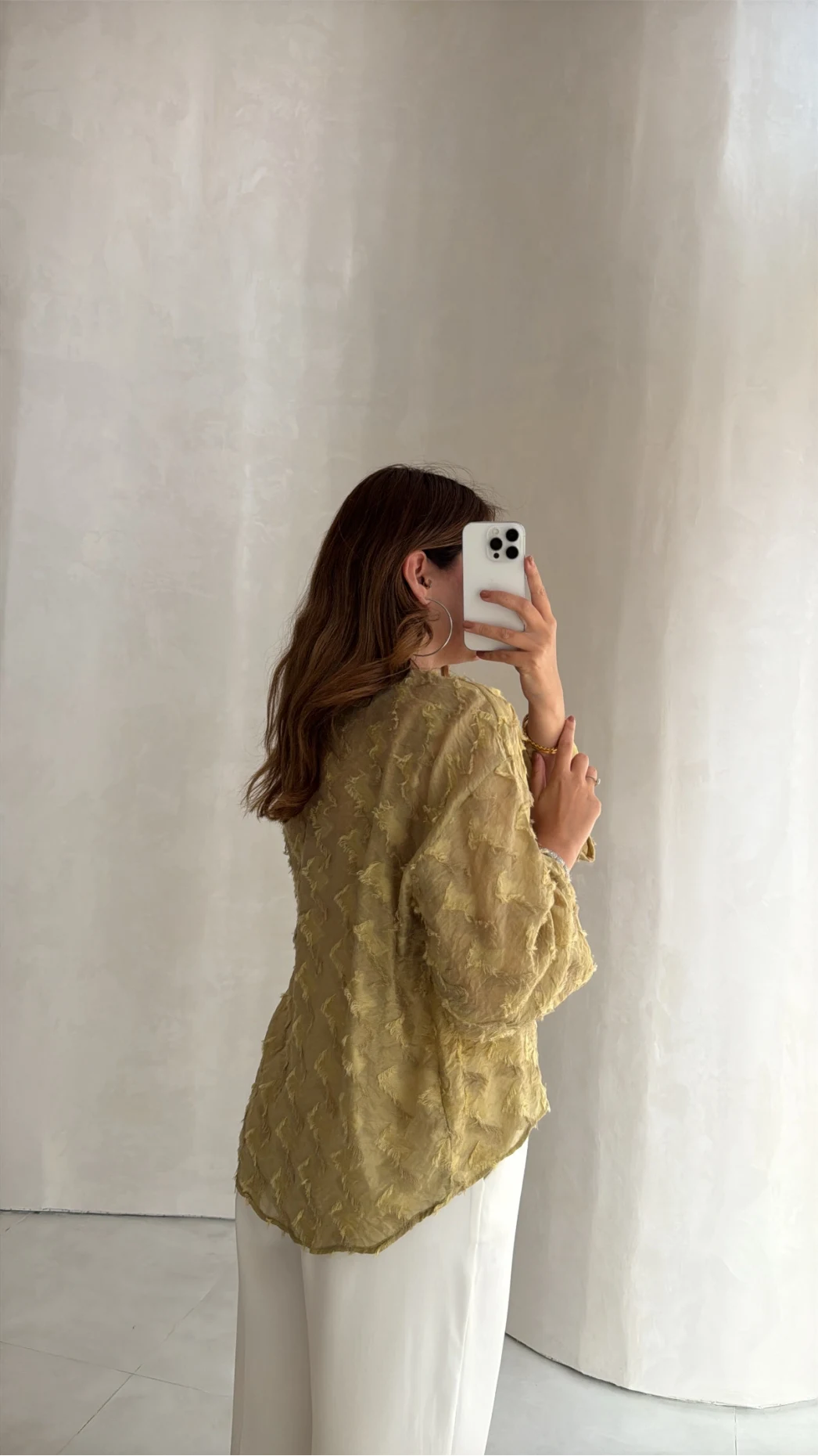 Maria Püskül Şeritli Kimono - Yağ Yeşili - Kod: 7049