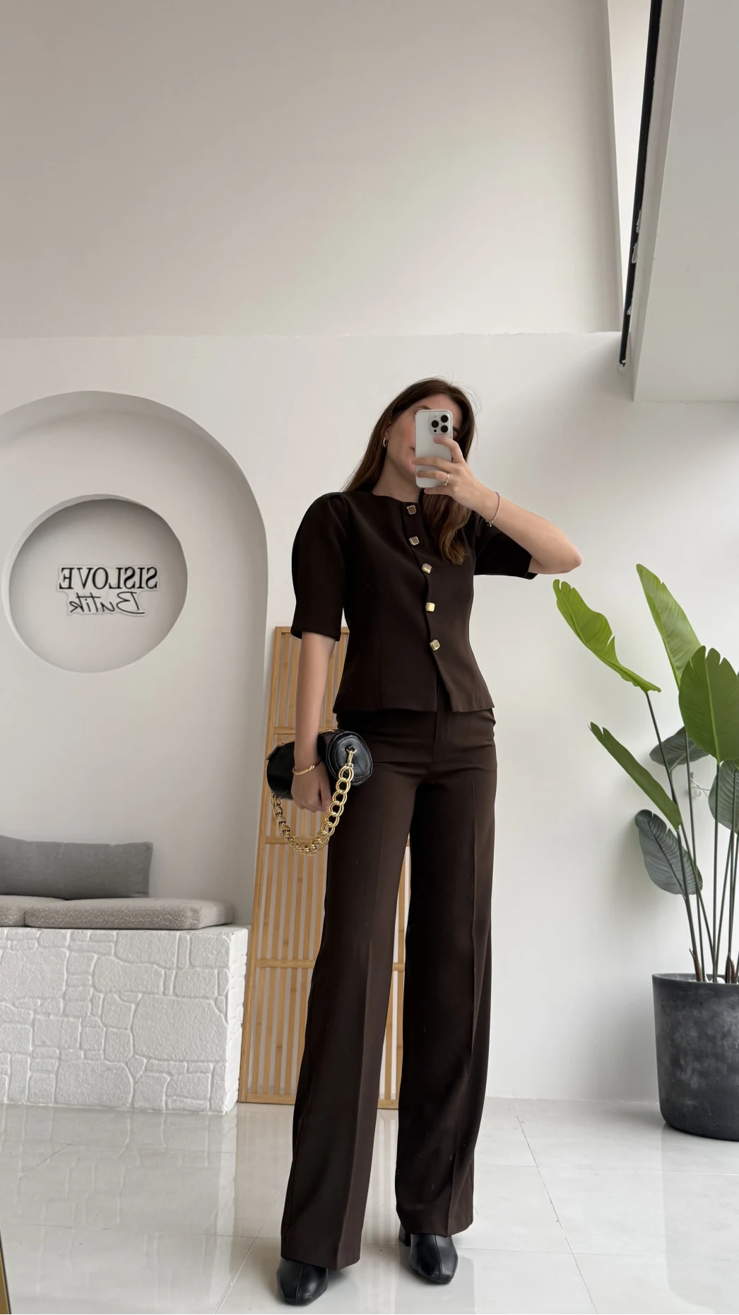 Maribel Düğme Detaylı Yelek Takım - Acı Kahve - Kod: 8809