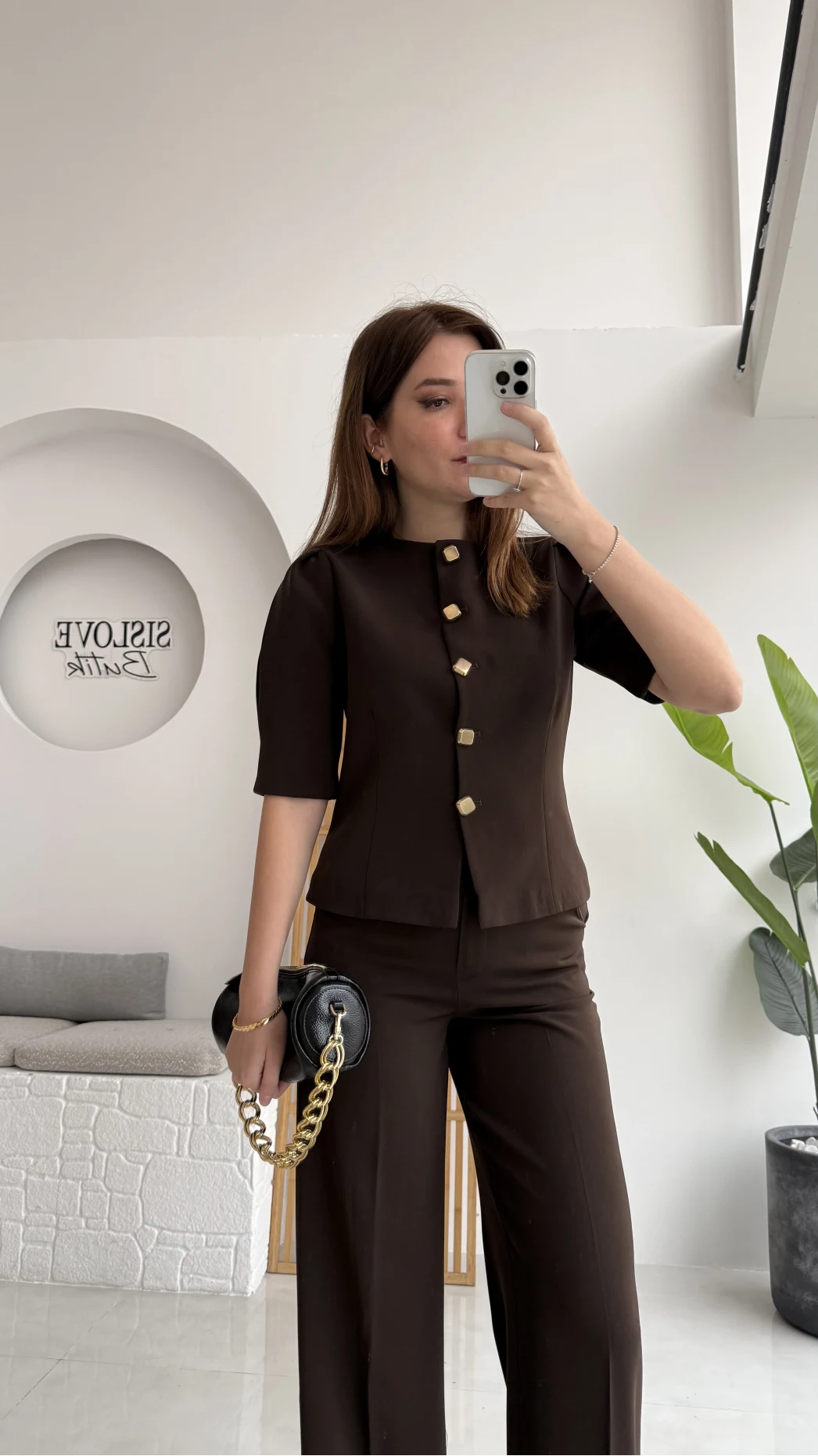 Maribel Düğme Detaylı Yelek Takım - Acı Kahve - Kod: 8809