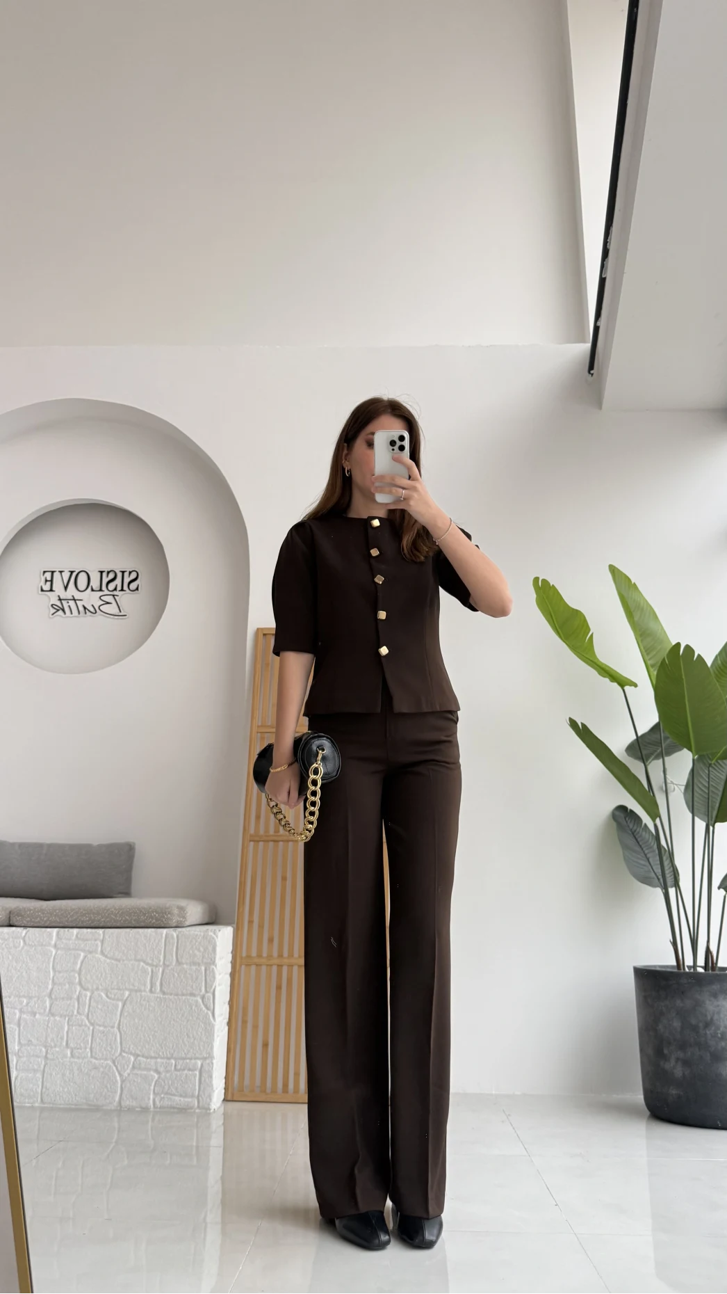 Maribel Düğme Detaylı Yelek Takım - Acı Kahve - Kod: 8809