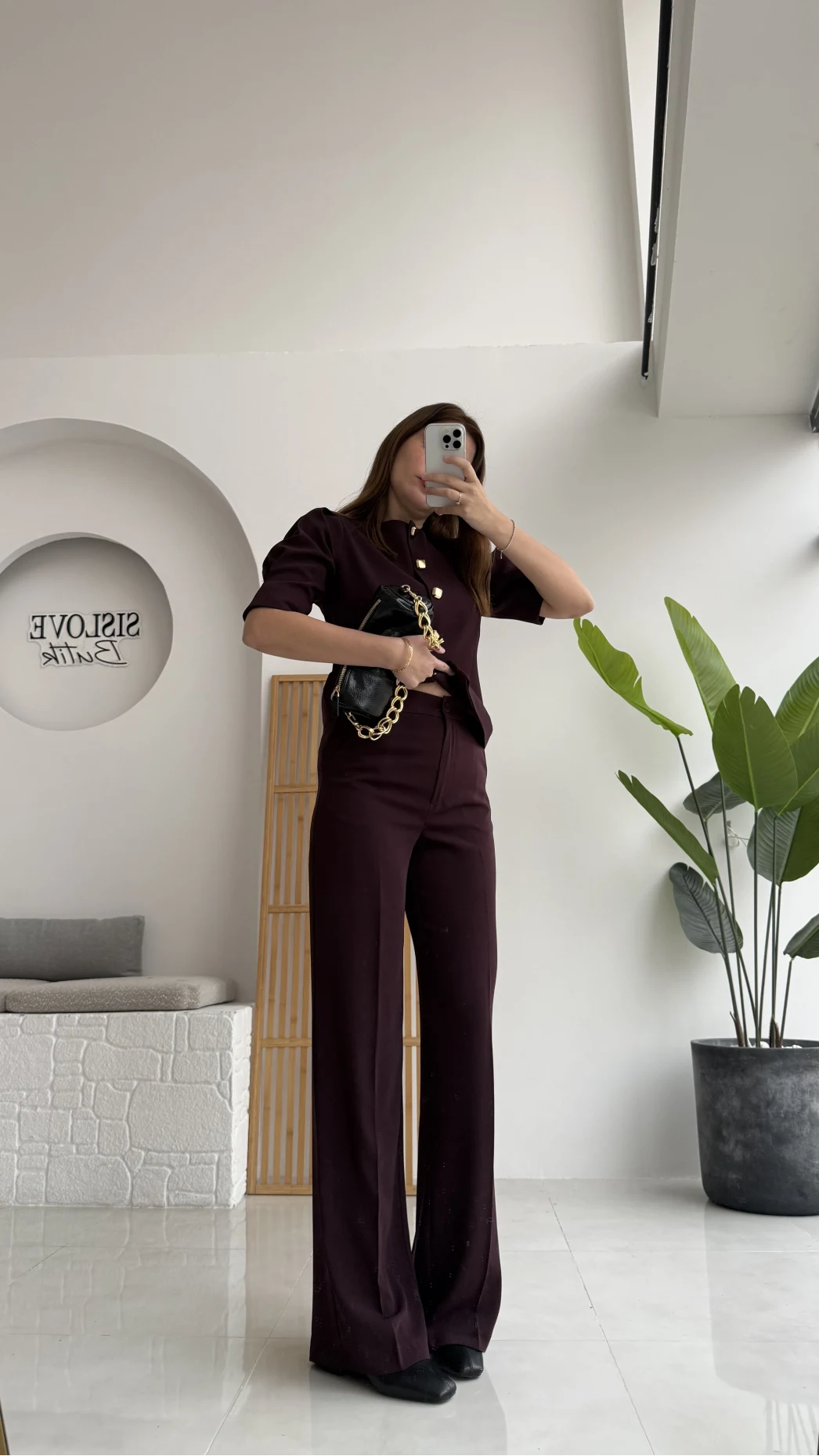 Maribel Düğme Detaylı Yelek Takım - Bordo - Kod: 8809