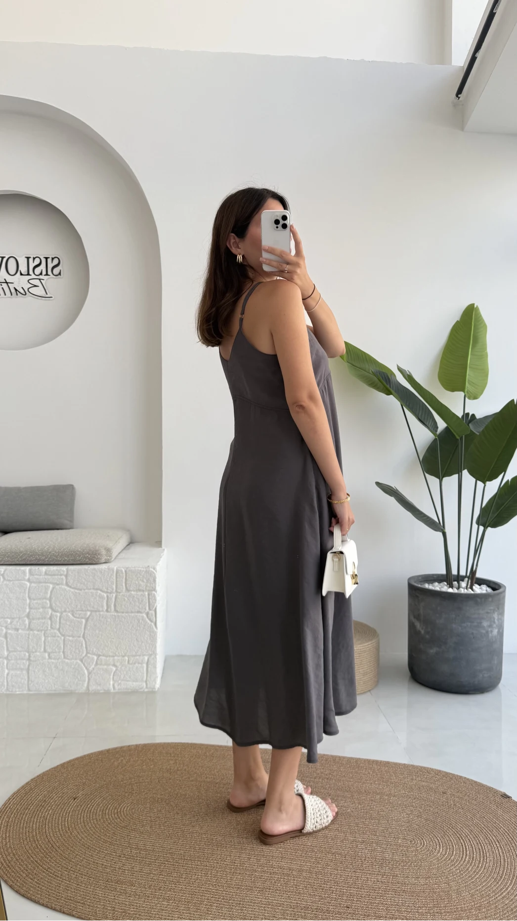 Marien Askılı Modal Elbise - Koyu Gri - Kod: 6020
