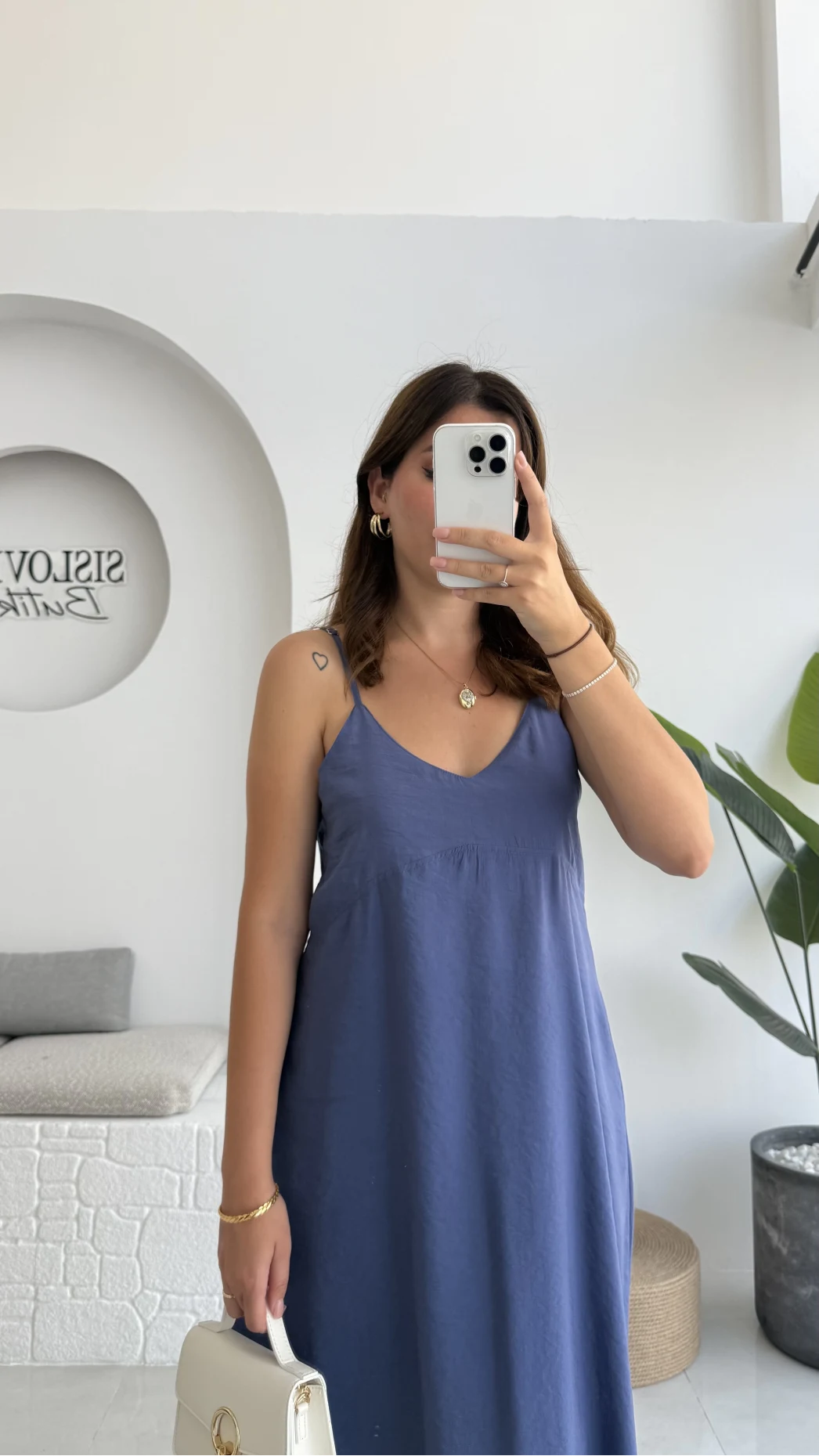 Marien Askılı Modal Elbise - Lacivert - Kod: 6020