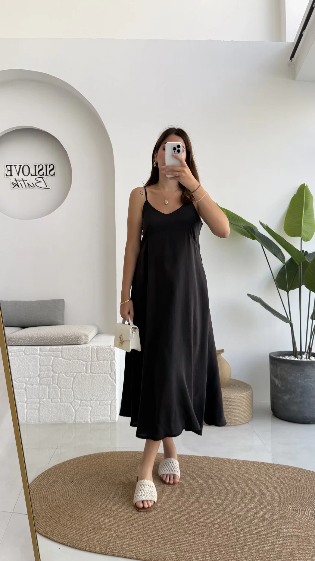 Marien Askılı Modal Elbise - Siyah - Kod: 6020