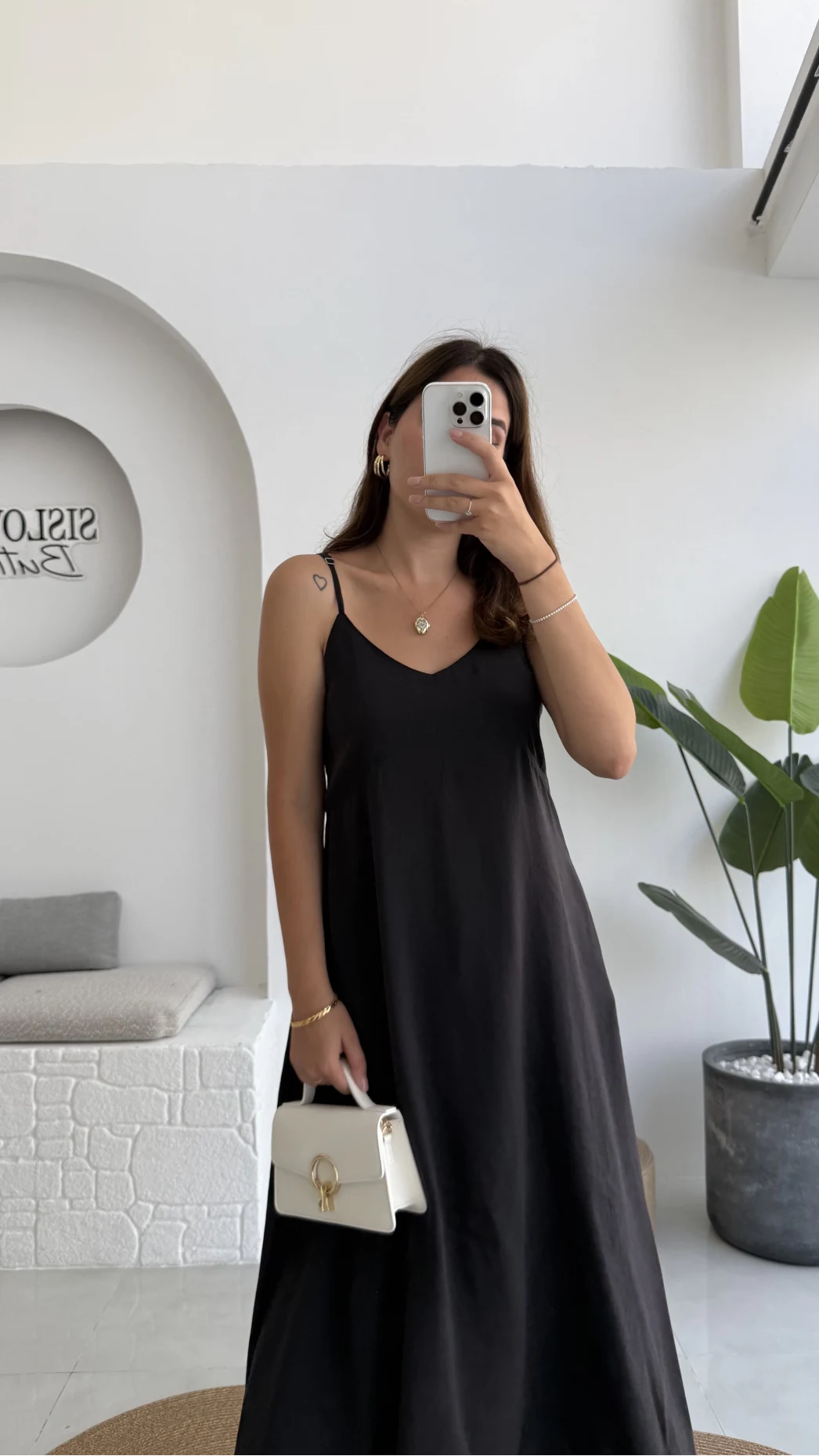 Marien Askılı Modal Elbise - Siyah - Kod: 6020