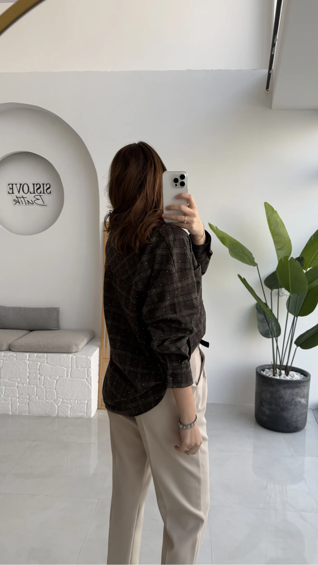 Marley Taşlı Ekose Gömlek - Kahverengi - Kod: 2166