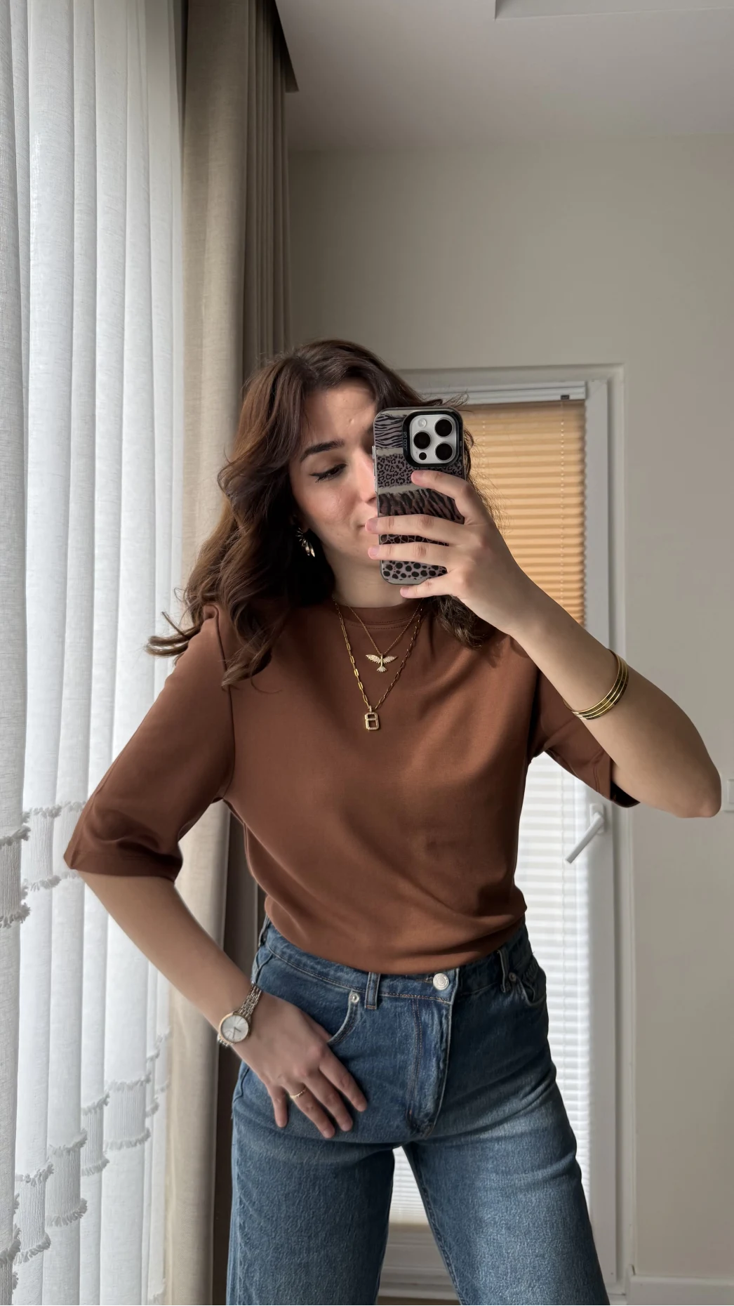 Massi Etiketli Premium Vatkalı T-Shirt Camel