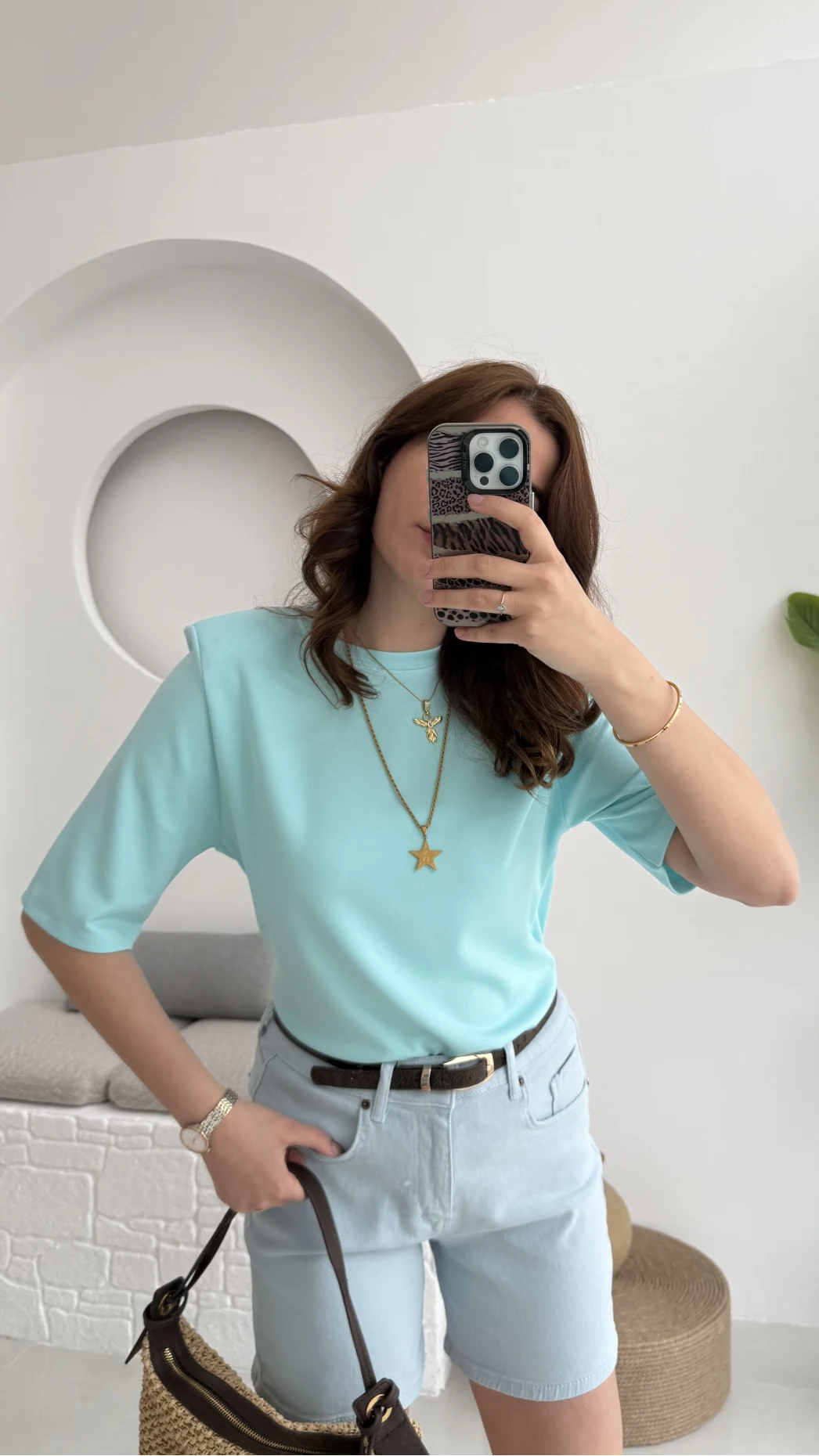 Massi Etiketli Premium Vatkalı T-Shirt Mavi