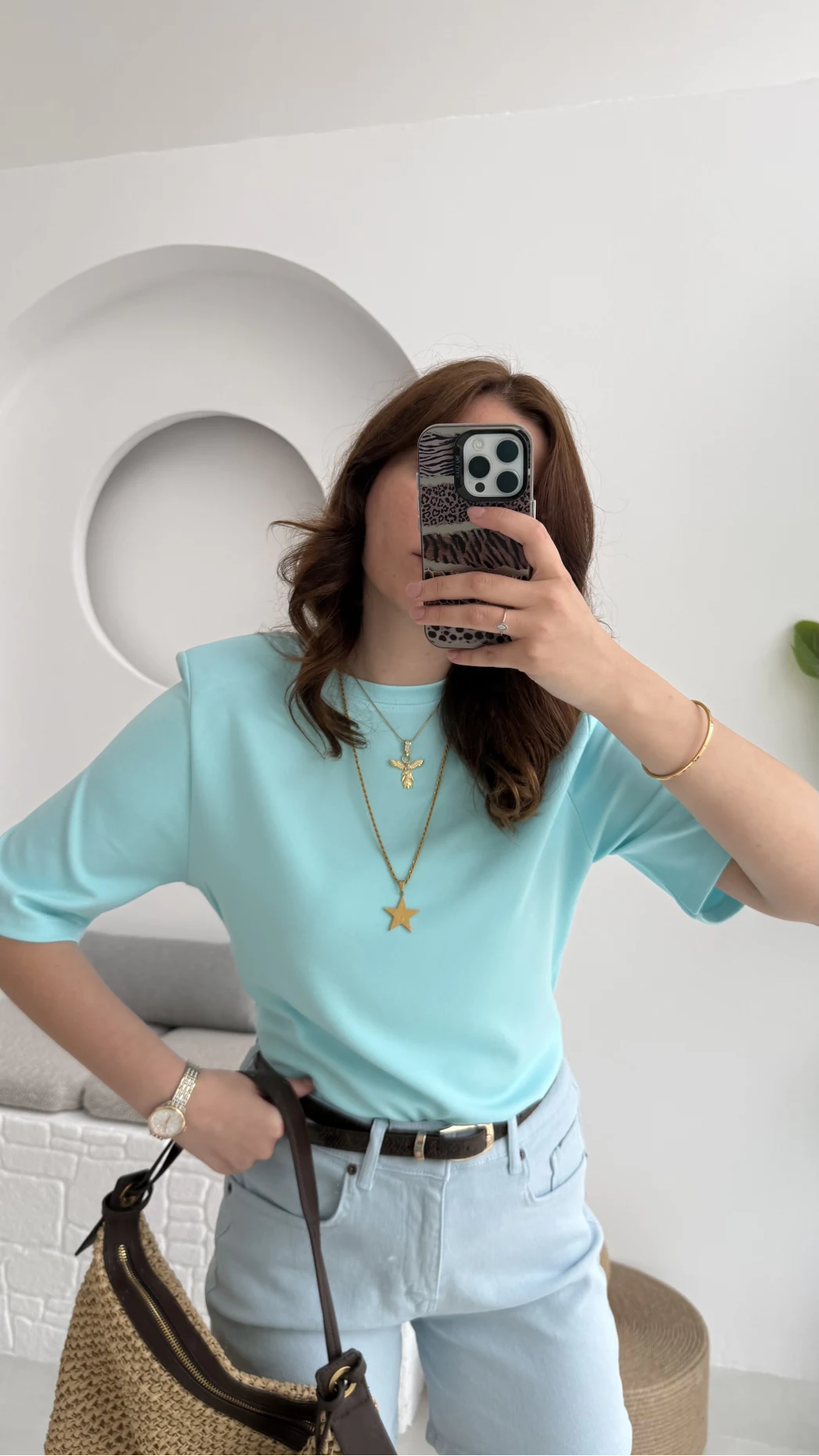 Massi Etiketli Premium Vatkalı T-Shirt Mavi