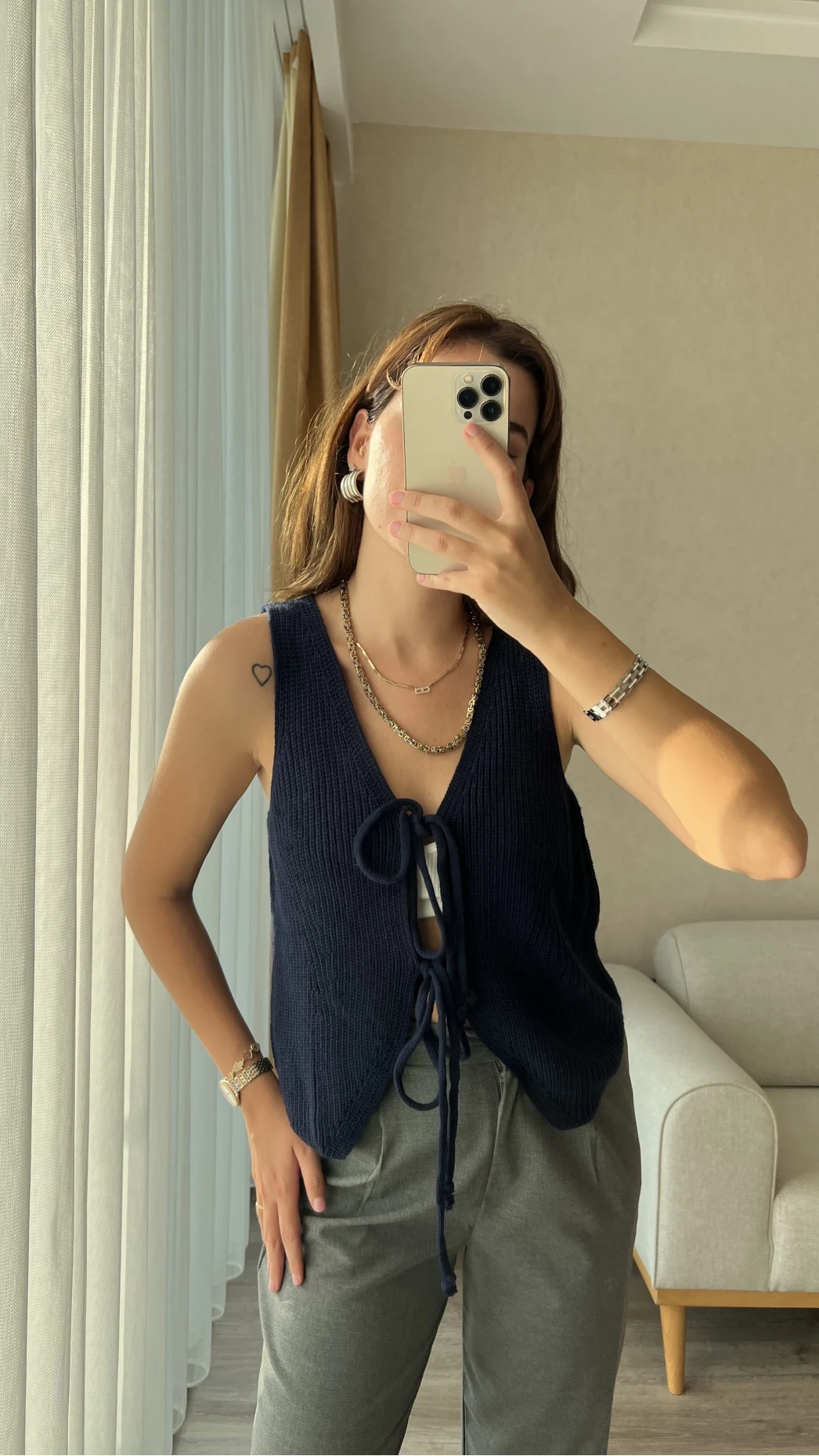 Massi Etiketli Triko Örgü Yelek Lacivert