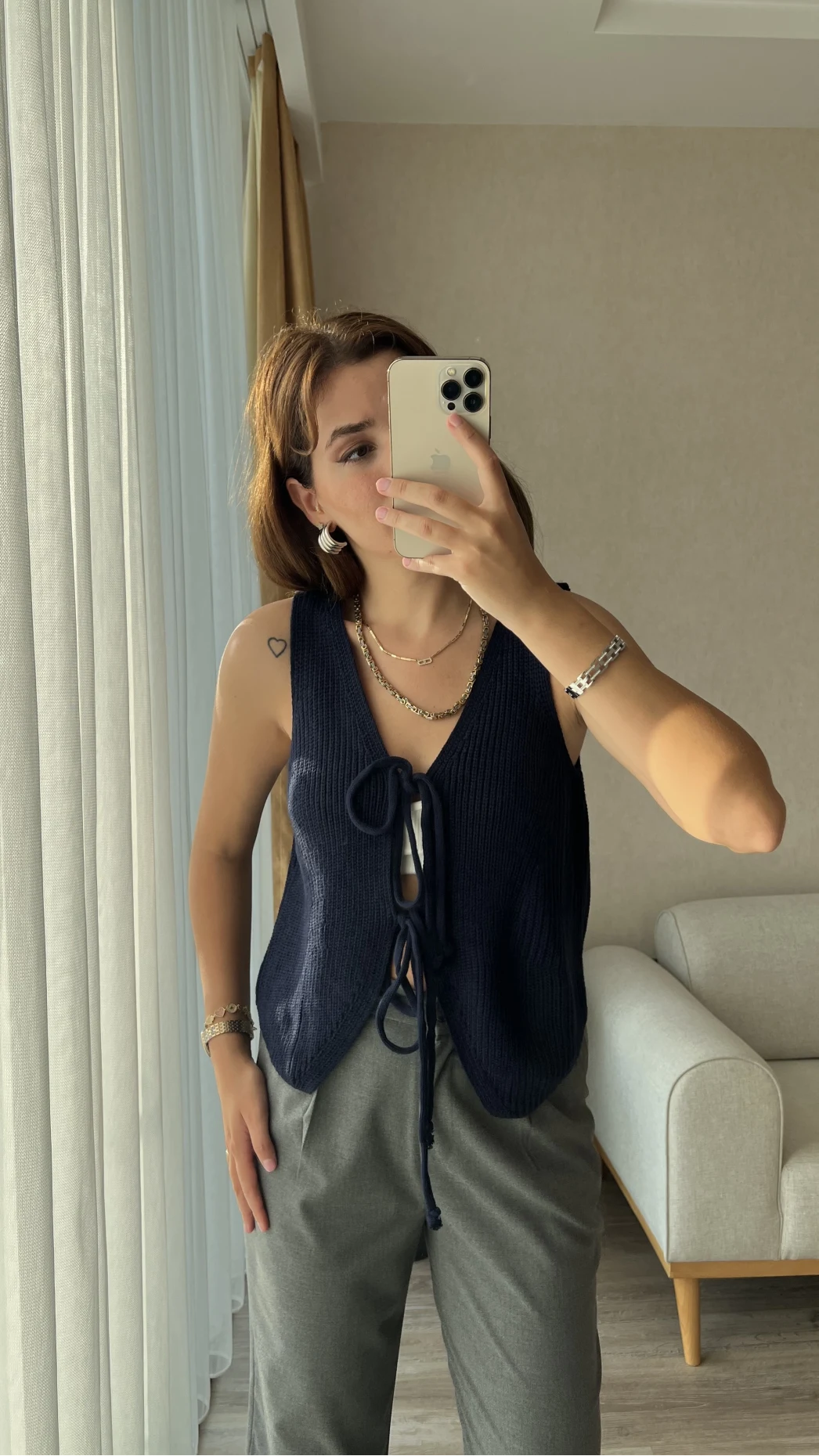 Massi Etiketli Triko Örgü Yelek Lacivert